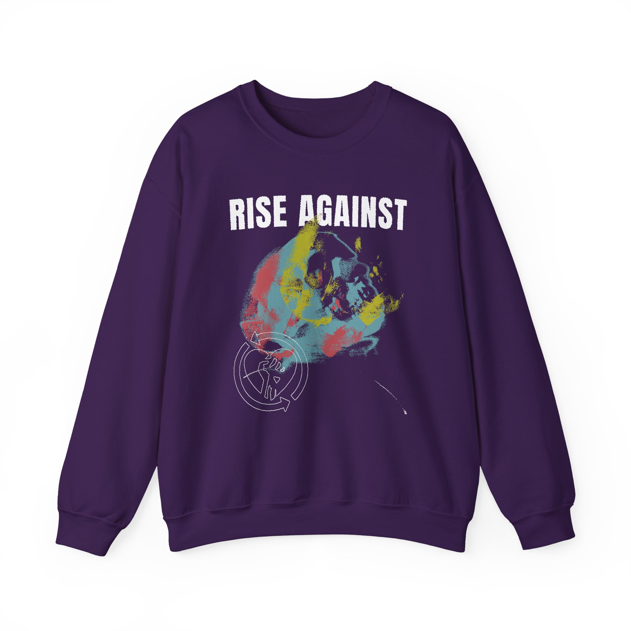 Rise Against Projecting Skull Unisex Heavy Blendâ„¢ Crewneck Sweatshirt