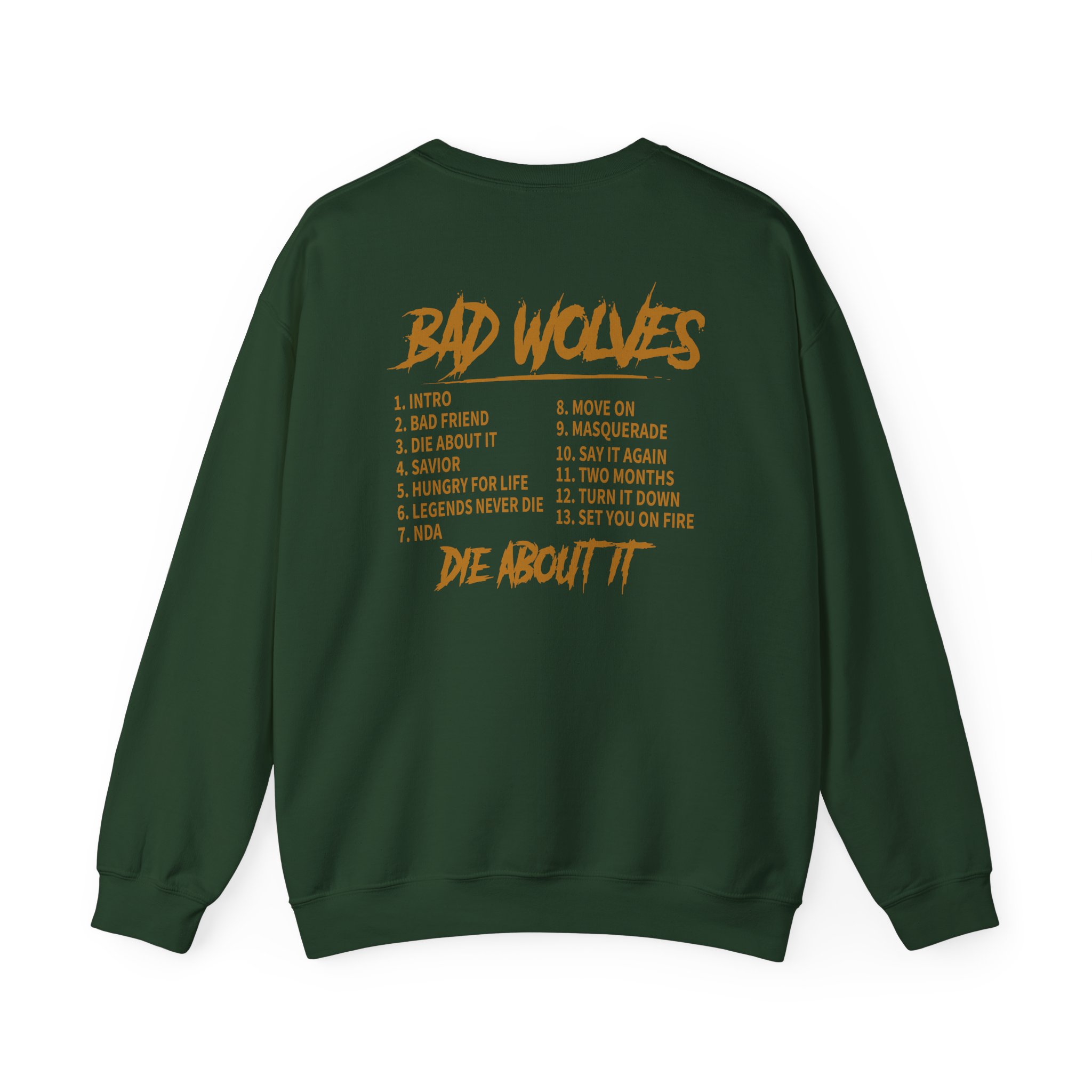 Bad Wolves Die About It Tracklist Unisex Heavy Blendâ„¢ Crewneck Sweatshirt