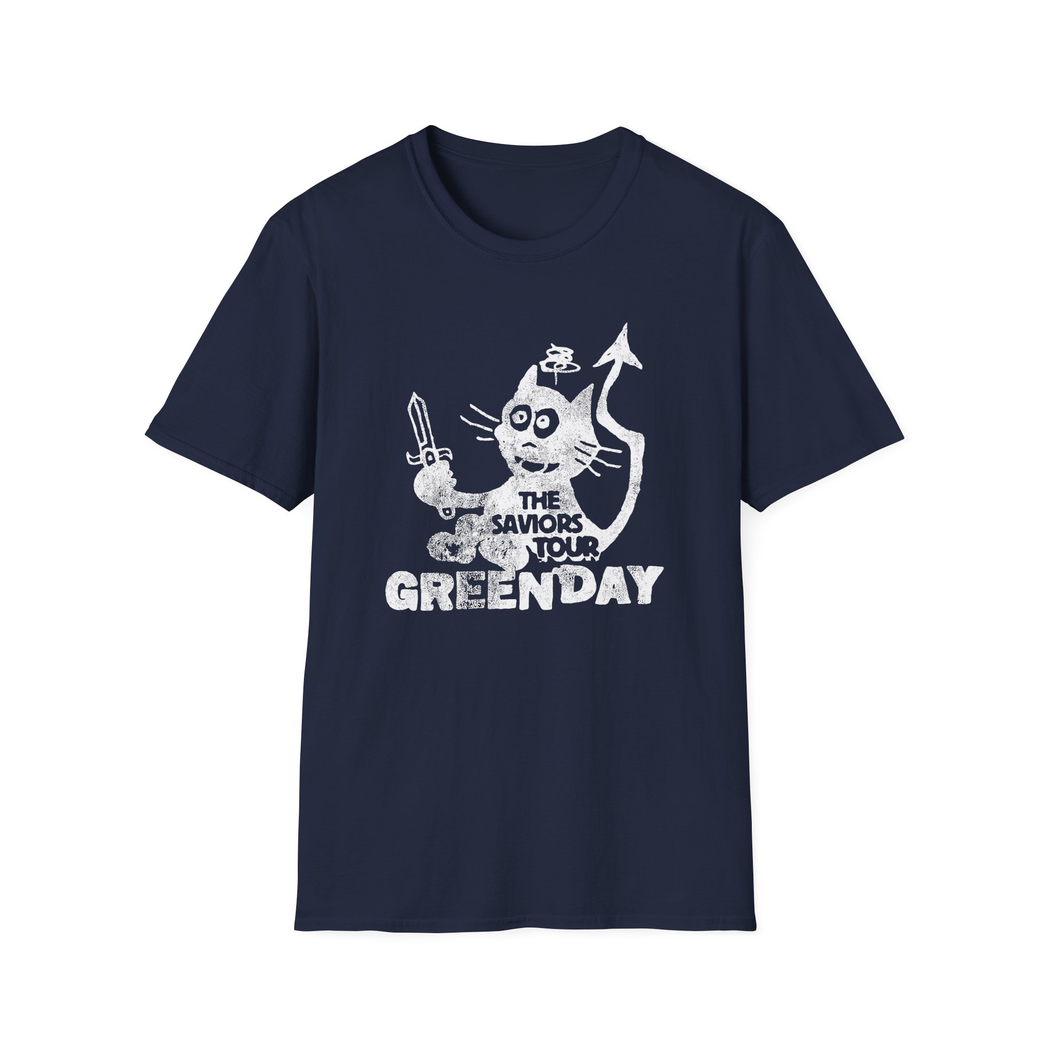 Green Day Cat and Sword Unisex Softstyle T-Shirt