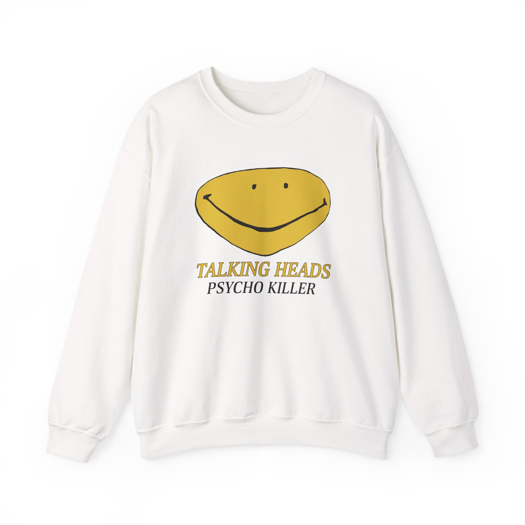 Talking Heads Smiley Face Psycho Killer Unisex Heavy Blendâ„¢ Crewneck Sweatshirt