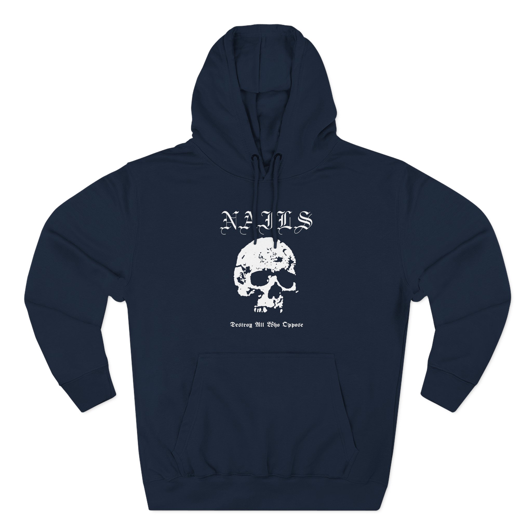 Nails Destroy Skull Three-Panel Fleece Hoodie