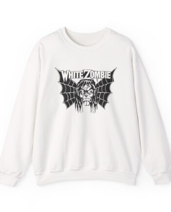 White Zombie Bat Face Unisex Heavy Blend™ Crewneck Sweatshirt