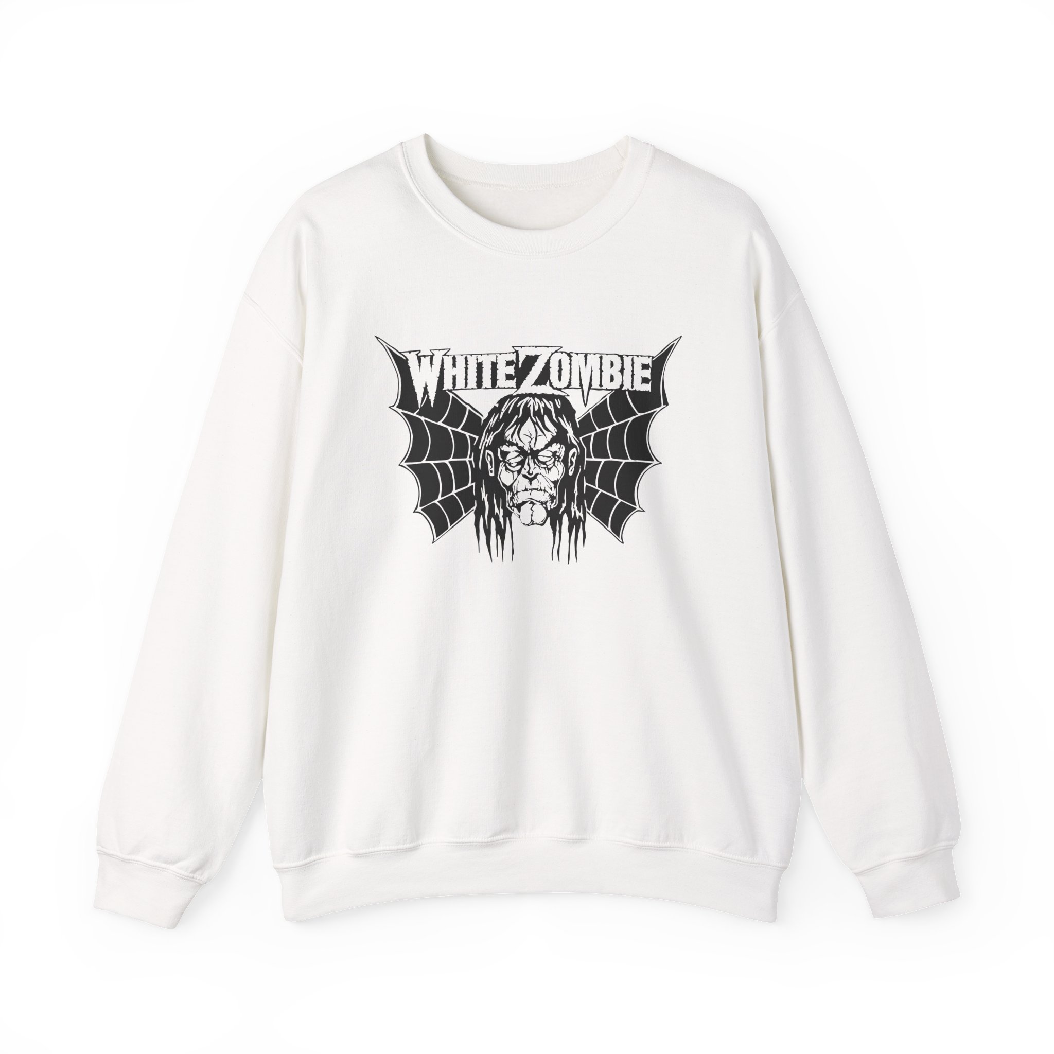 White Zombie Bat Face Unisex Heavy Blendâ„¢ Crewneck Sweatshirt