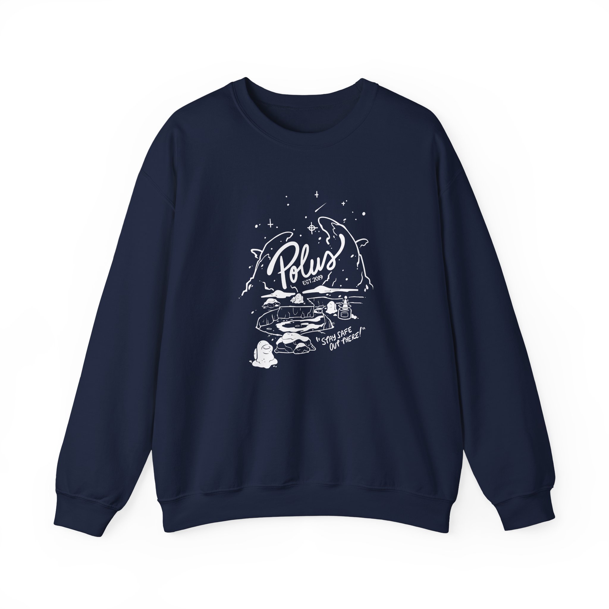 Among Us Stay Safe on Polus Unisex Heavy Blendâ„¢ Crewneck Sweatshirt