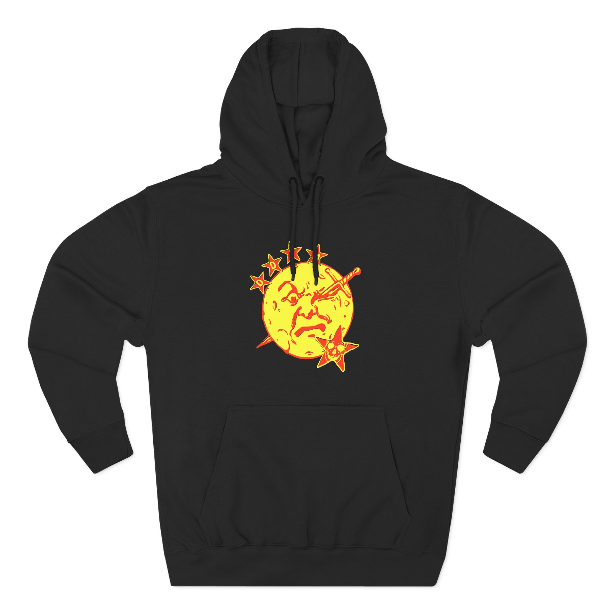 Foxing Moon Face Three-Panel Fleece Hoodie