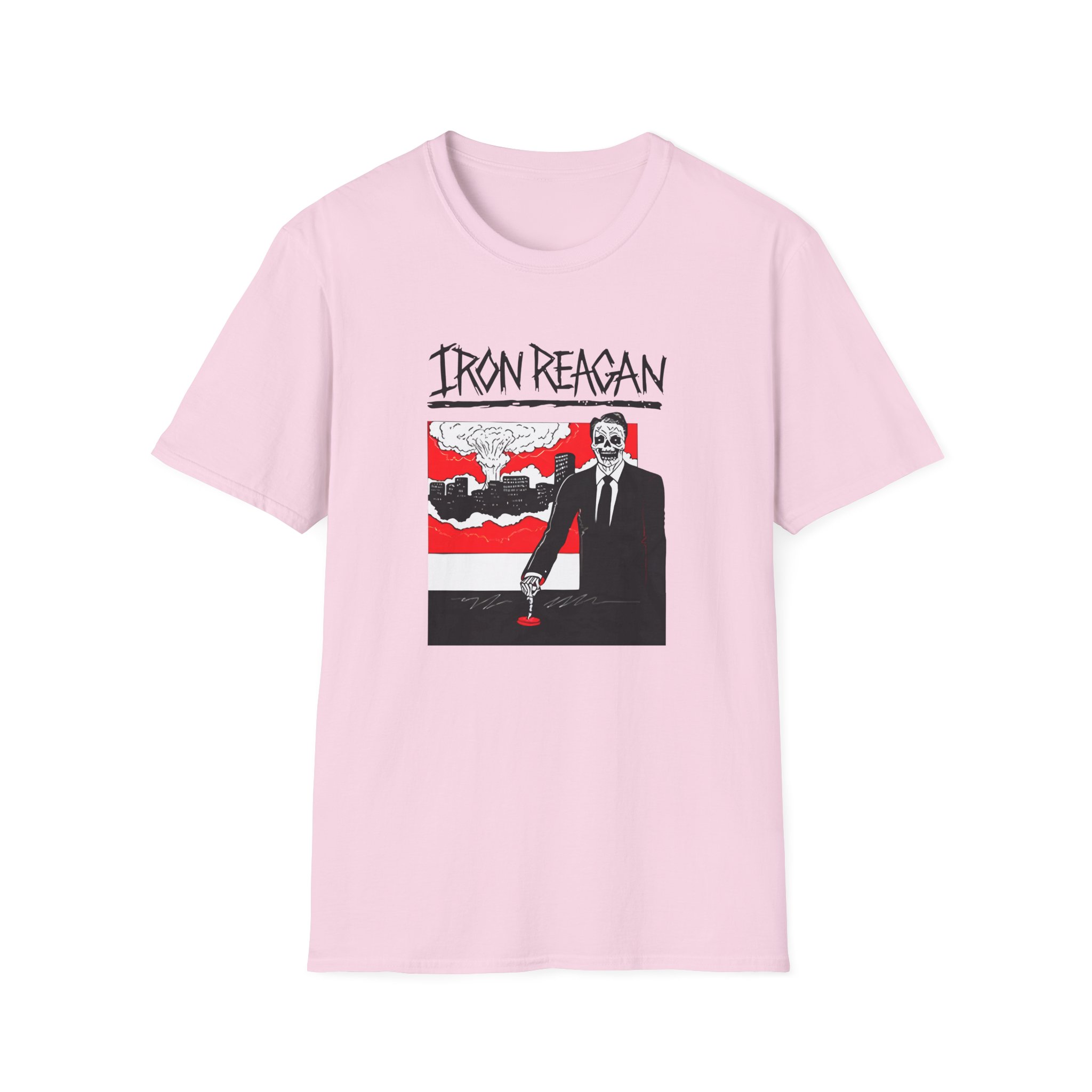 Iron Reagan Finger On The Button Unisex Softstyle T-Shirt