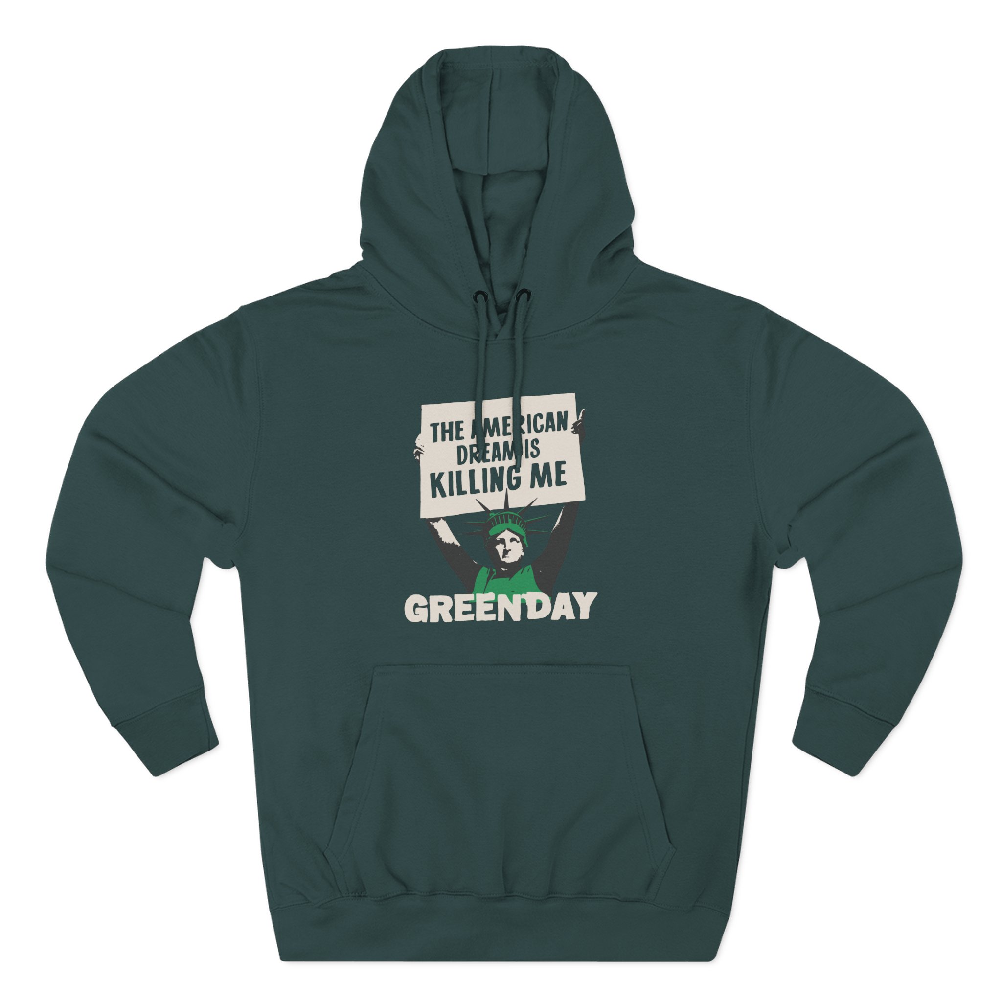 Green Day Lady Liberty Protest Three-Panel Fleece Hoodie