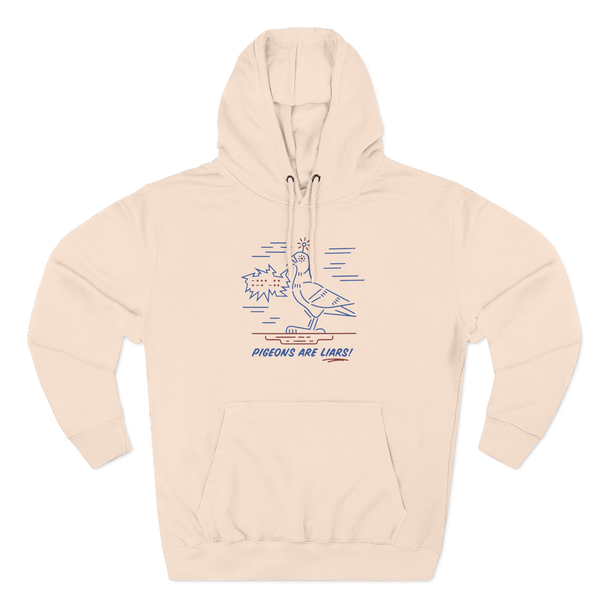 Birds Arent Real Pigeons Are Liars Three-Panel Fleece Hoodie