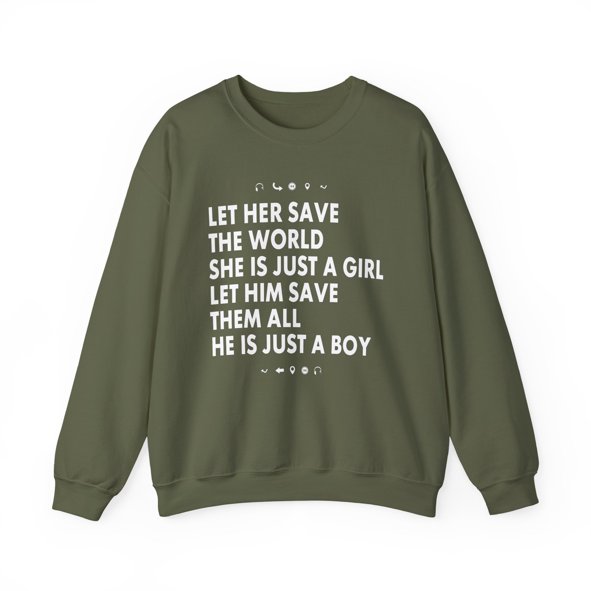 Aurora Let Her Save the World She is Just a Girl Let Him Save Them All He is Just a Boy Unisex Heavy Blendâ„¢ Crewneck Sweatshirt