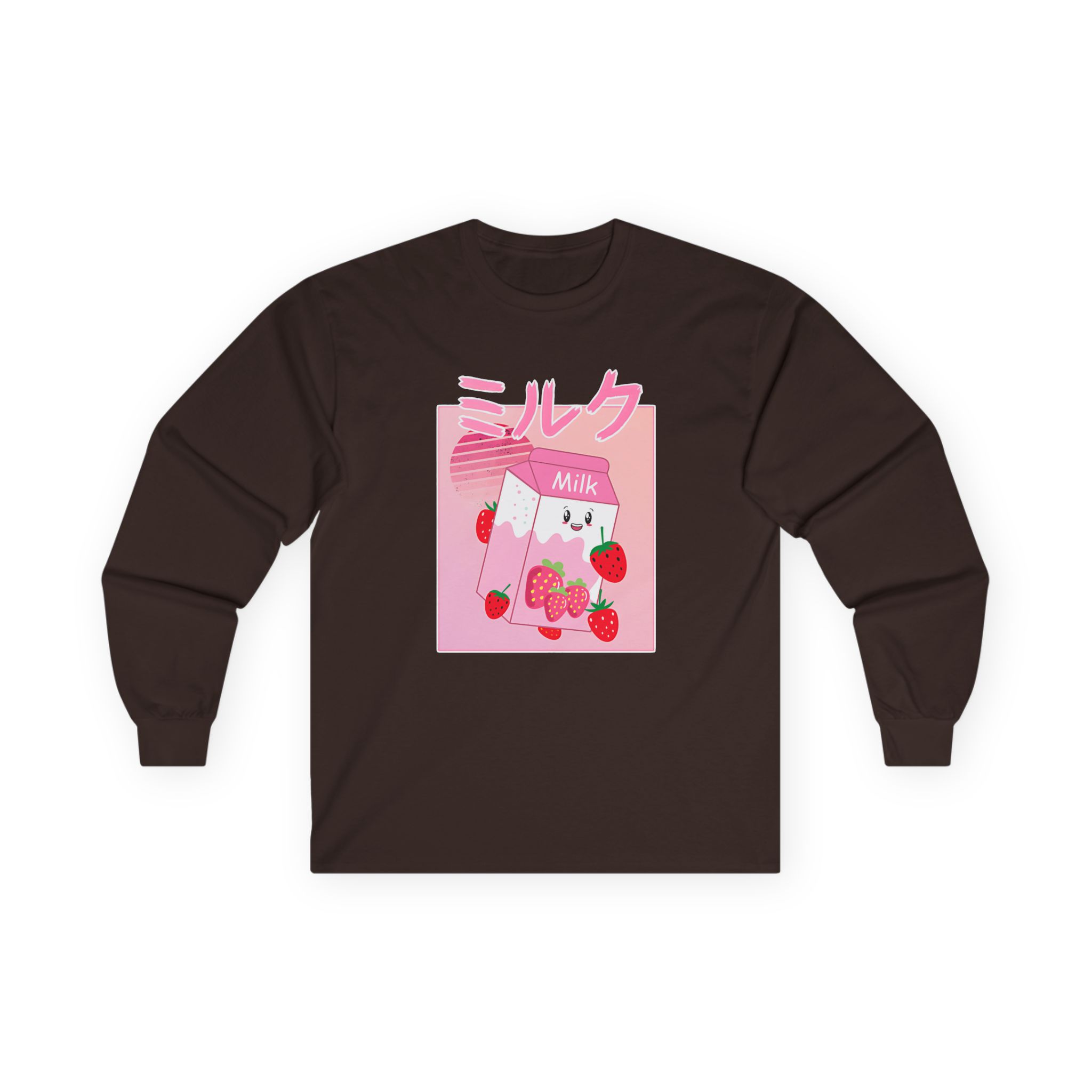 Georgenotfound Anime Strawberry Milk Shake Unisex Ultra Cotton Long Sleeve Tee