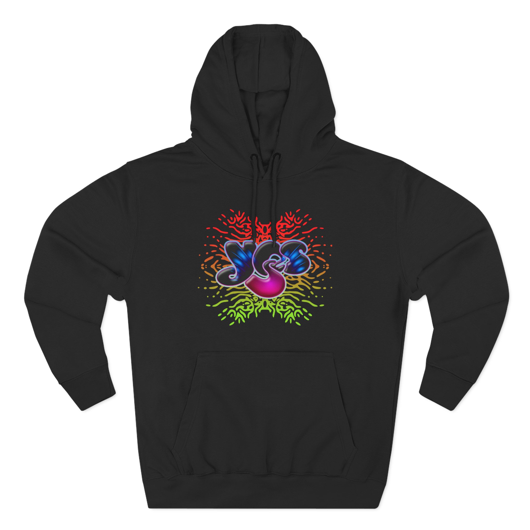 Yes Rainbow Abstract Logo Three-Panel Fleece Hoodie
