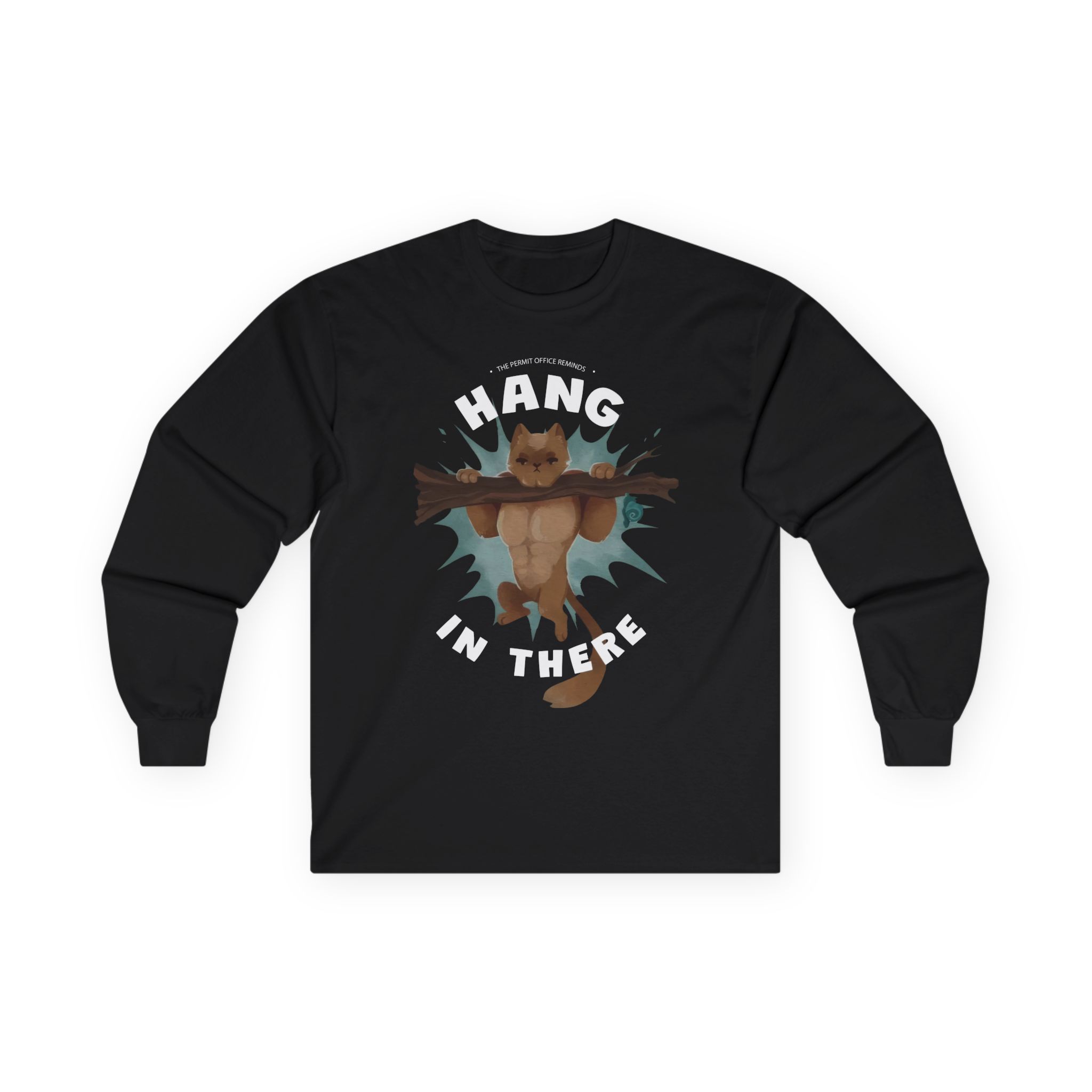 Grian Hang in There Permit Office Cat Unisex Ultra Cotton Long Sleeve Tee
