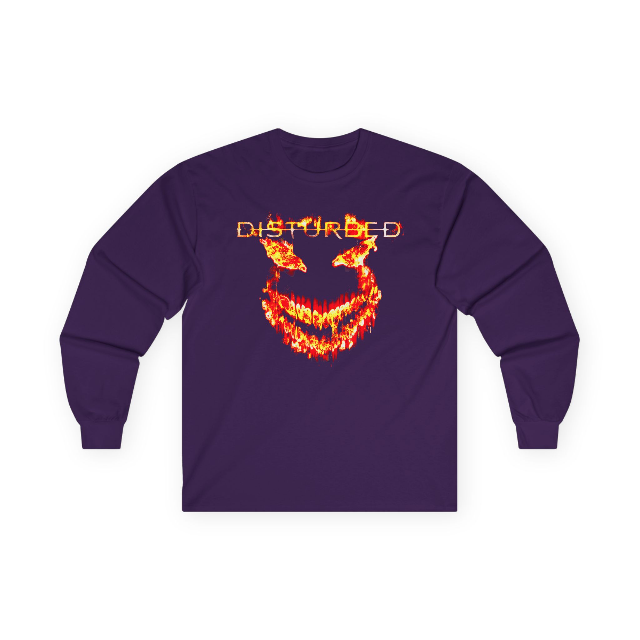 Disturbed Disturbed Face Flame Unisex Ultra Cotton Long Sleeve Tee