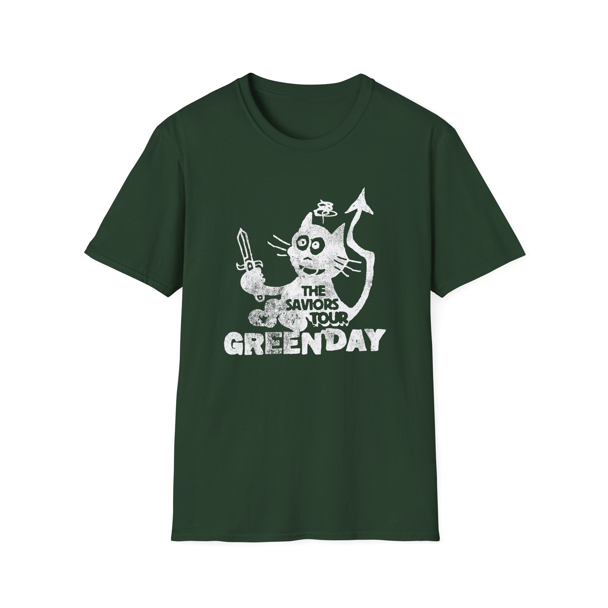 Green Day Cat and Sword Unisex Softstyle T-Shirt