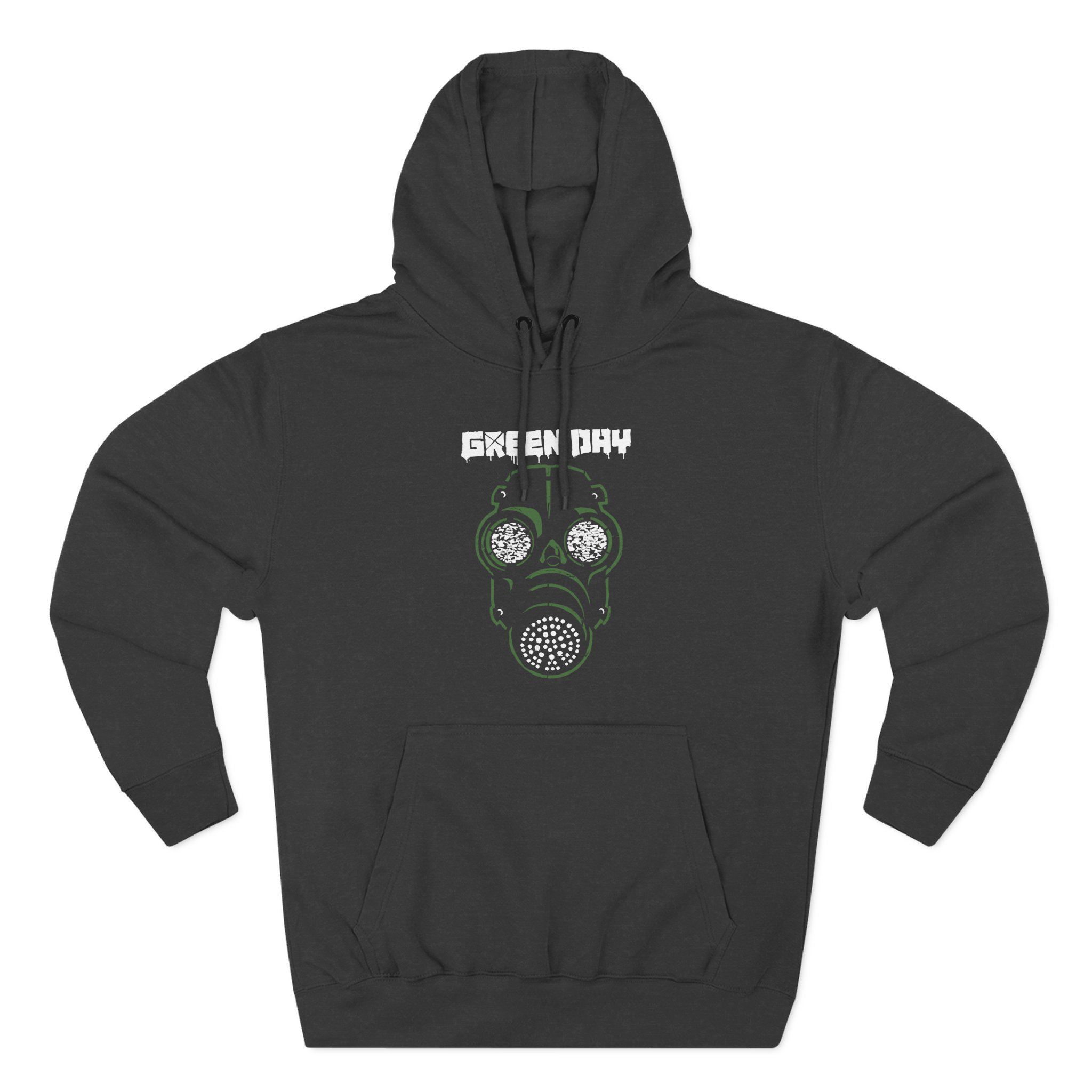 Green Day Gas Mask Long Three-Panel Fleece Hoodie