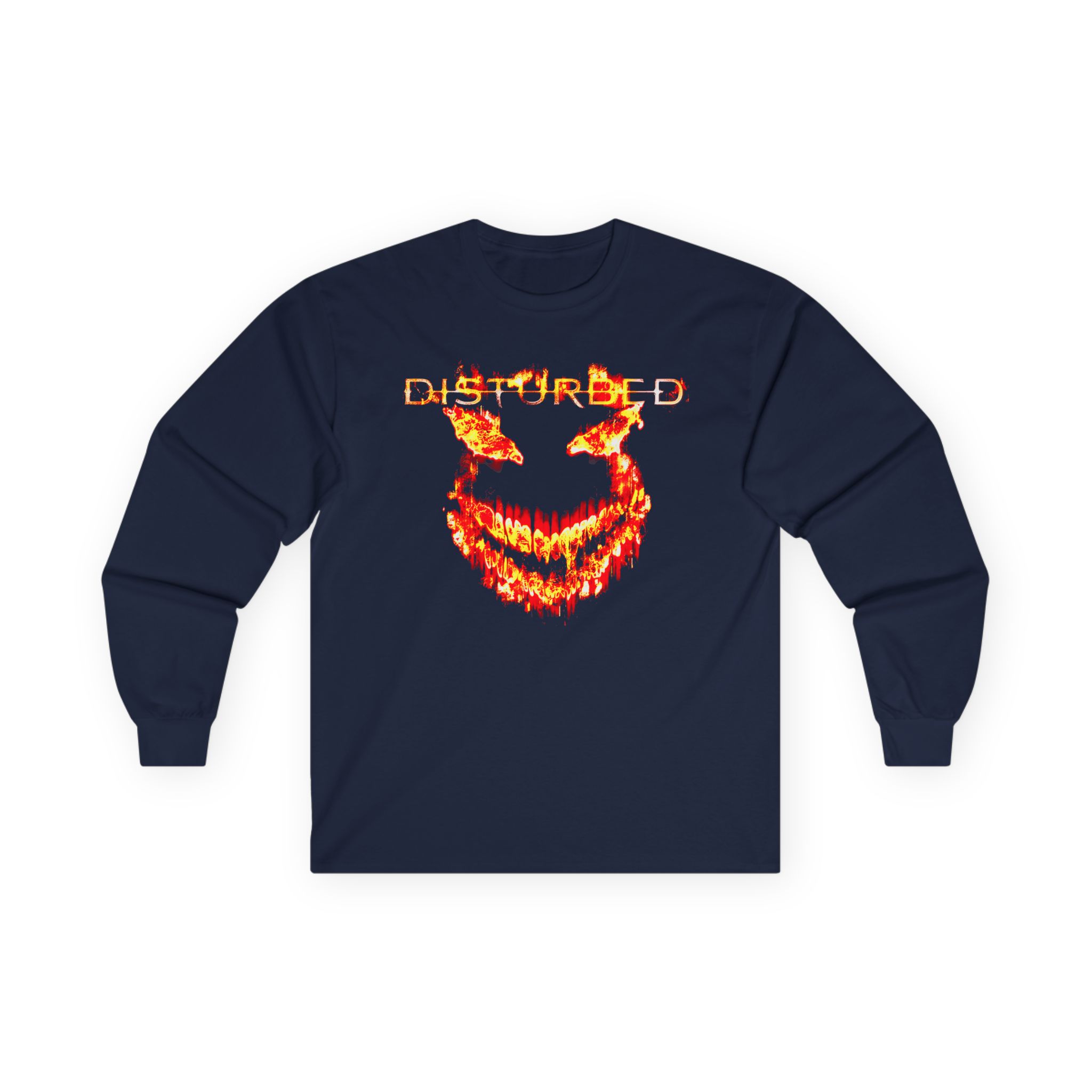 Disturbed Disturbed Face Flame Unisex Ultra Cotton Long Sleeve Tee