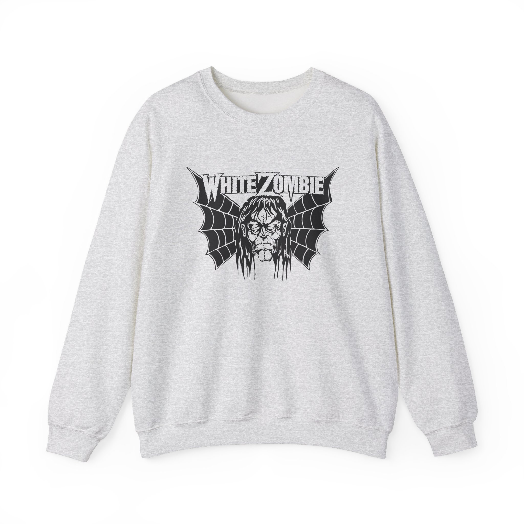 White Zombie Bat Face Unisex Heavy Blendâ„¢ Crewneck Sweatshirt