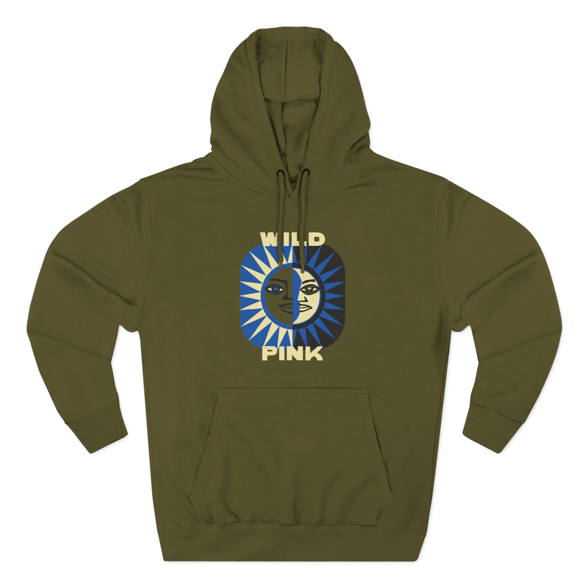 Wild Pink Sun Moon Three-Panel Fleece Hoodie