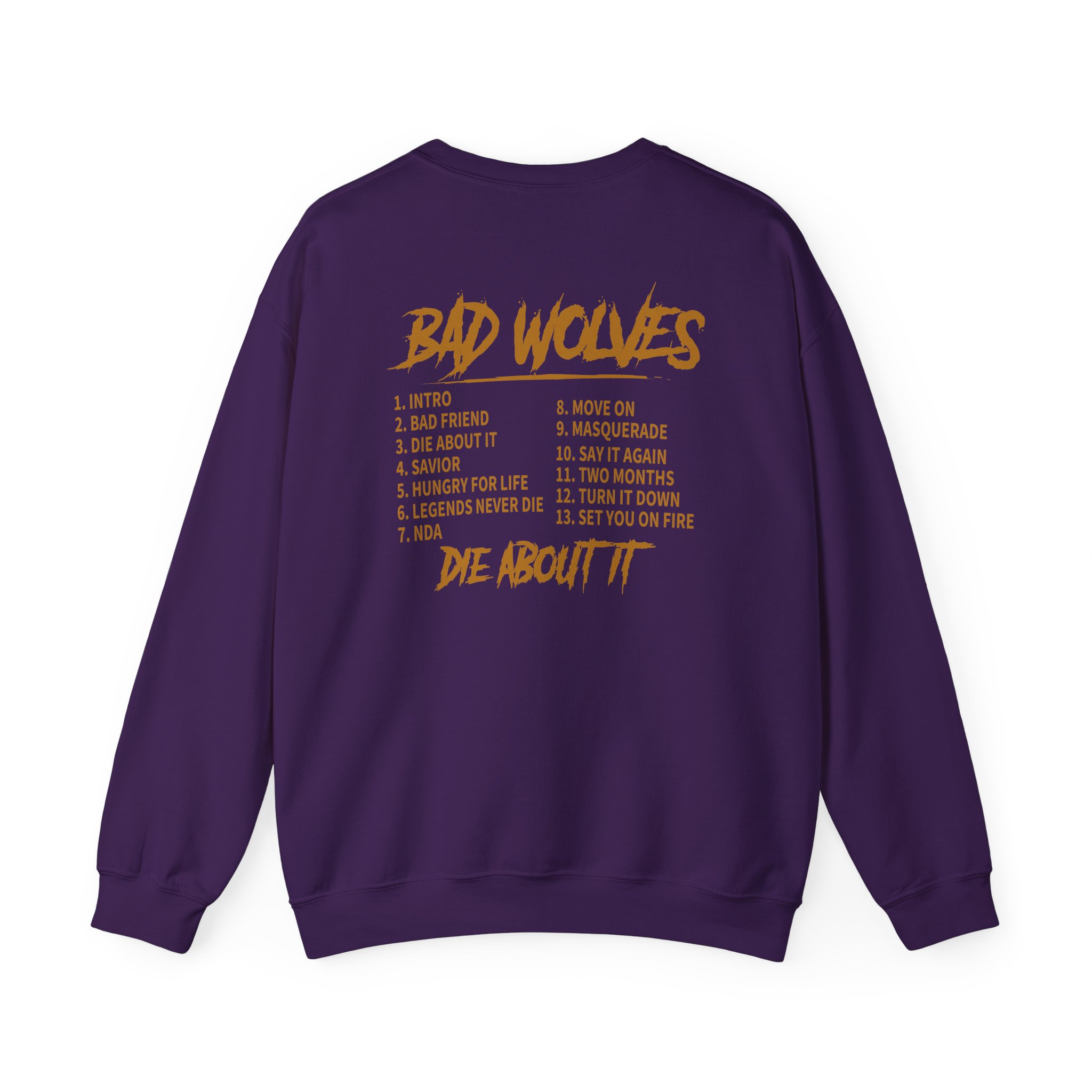 Bad Wolves Die About It Tracklist Unisex Heavy Blendâ„¢ Crewneck Sweatshirt