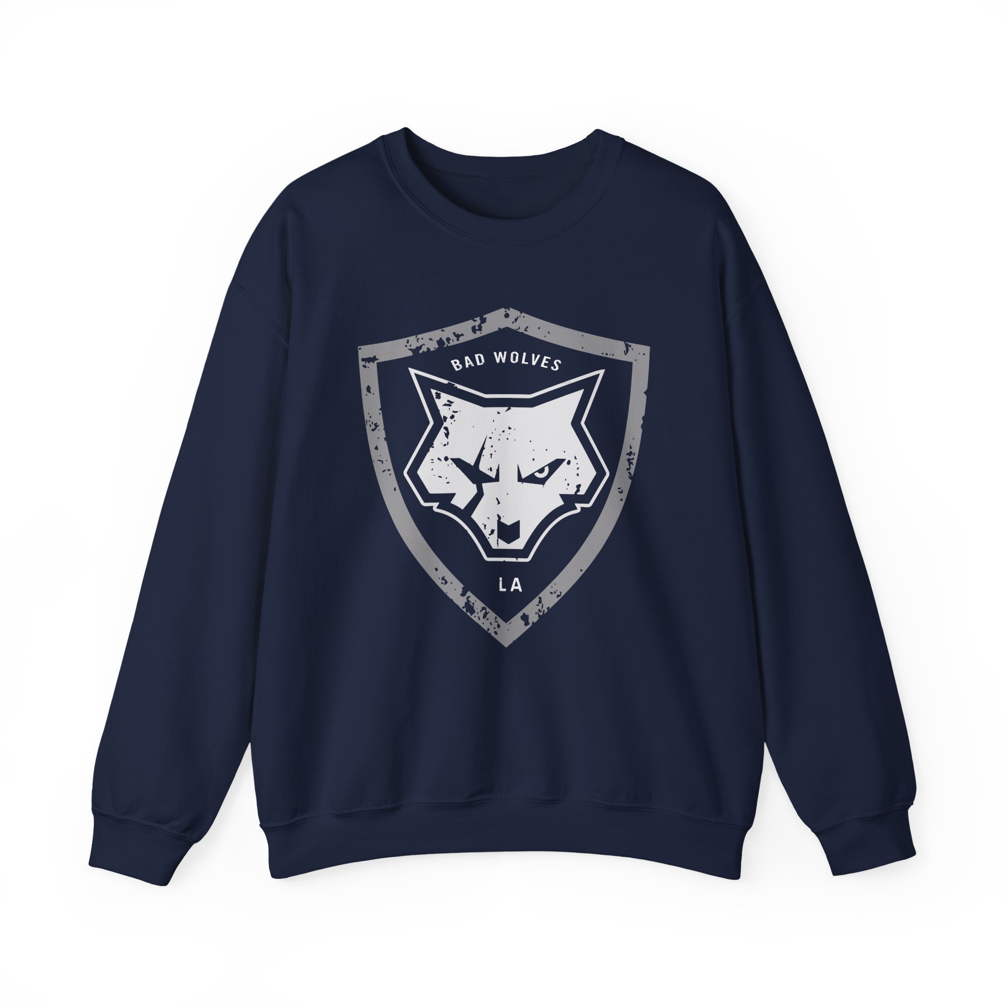 Bad Wolves Distressed Shield Unisex Heavy Blendâ„¢ Crewneck Sweatshirt