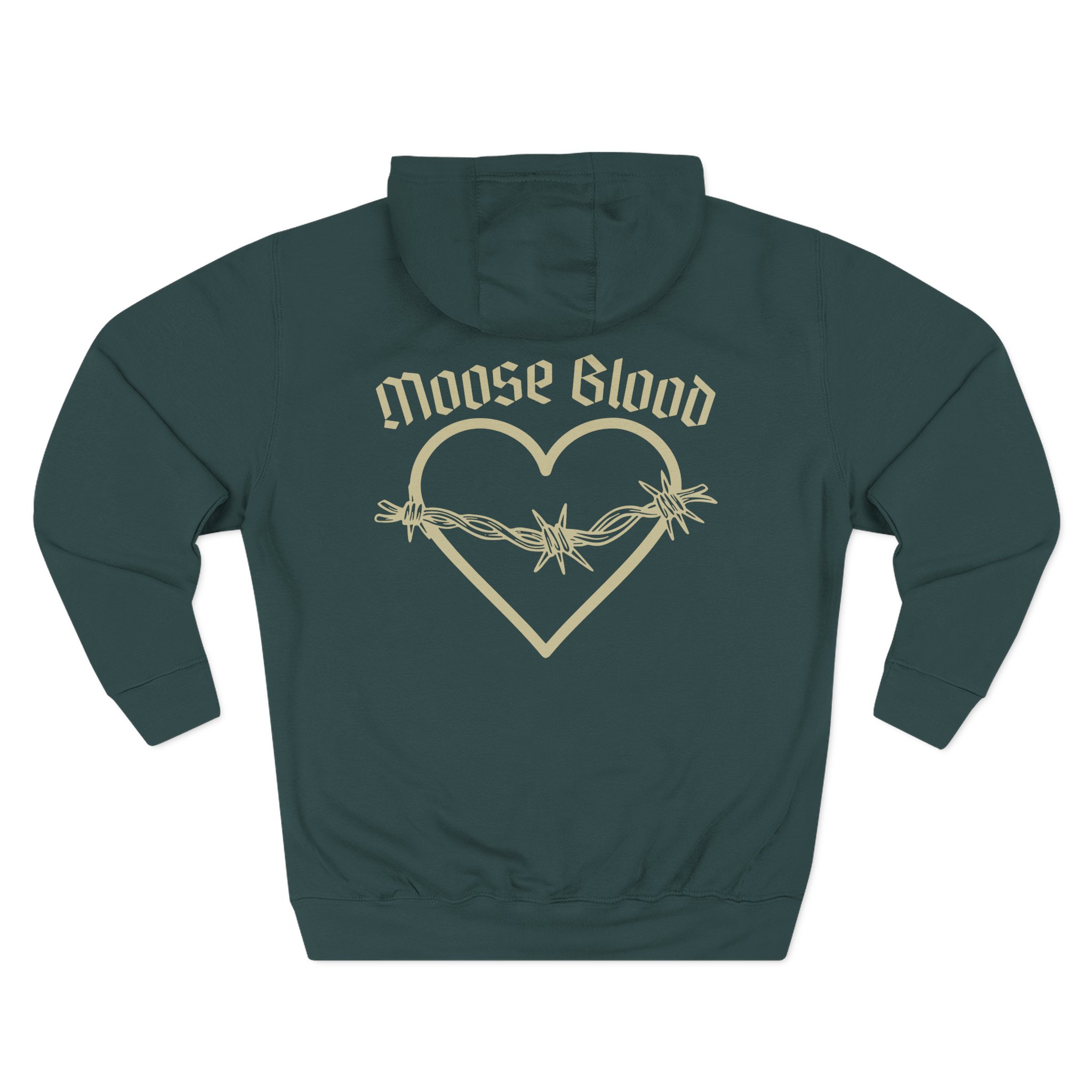 Moose Blood Barbed Wire Heart Three-Panel Fleece Hoodie
