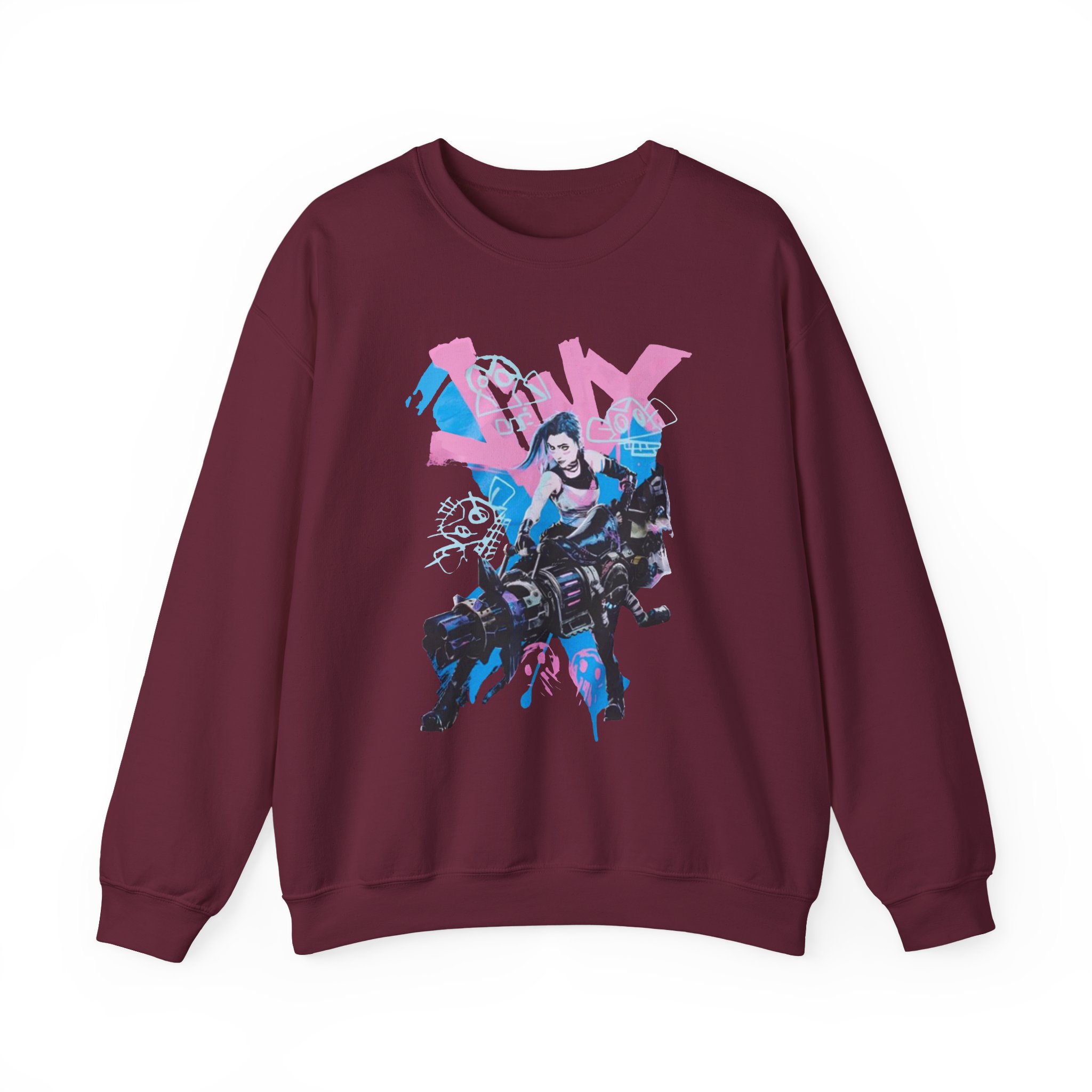 Jinx Arcane Graffiti Jumbo Unisex Heavy Blendâ„¢ Crewneck Sweatshirt