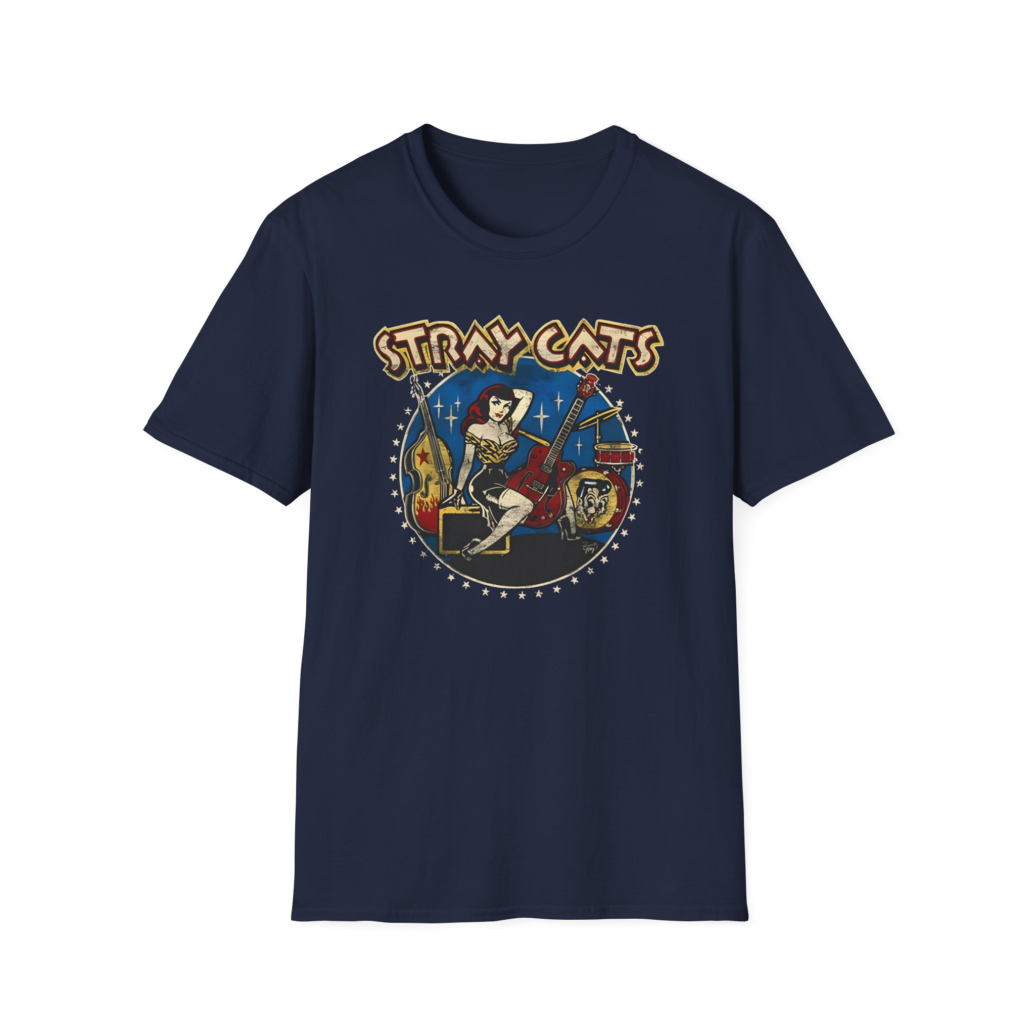 Stray Cats Ladies Bass Unisex Softstyle T-Shirt