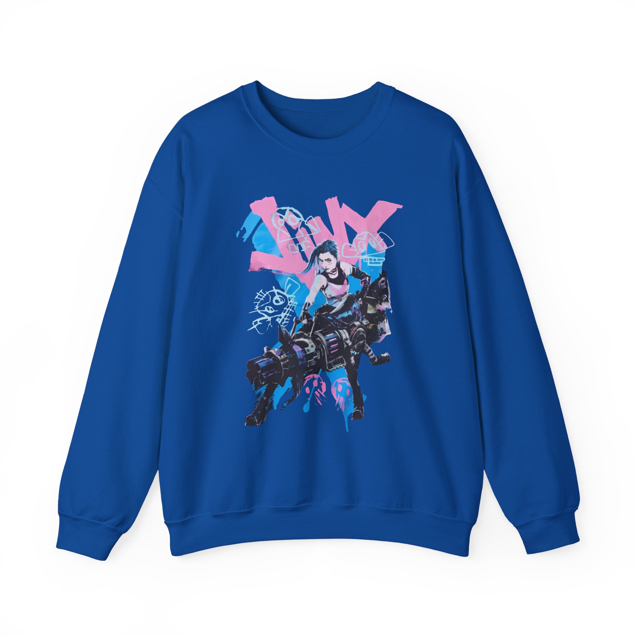 Jinx Arcane Graffiti Jumbo Unisex Heavy Blendâ„¢ Crewneck Sweatshirt