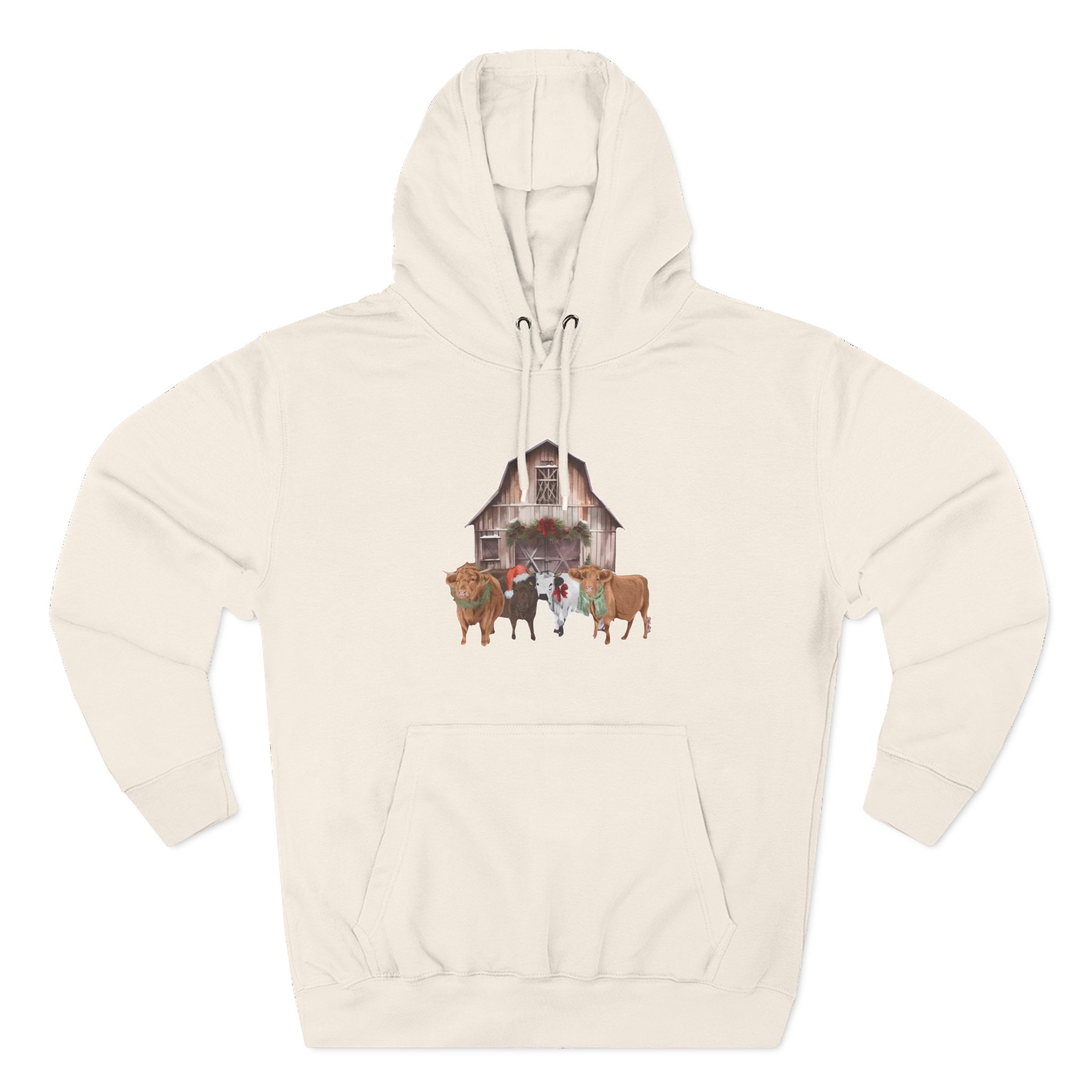 Katie Van Slyke Christmas Cows Three-Panel Fleece Hoodie