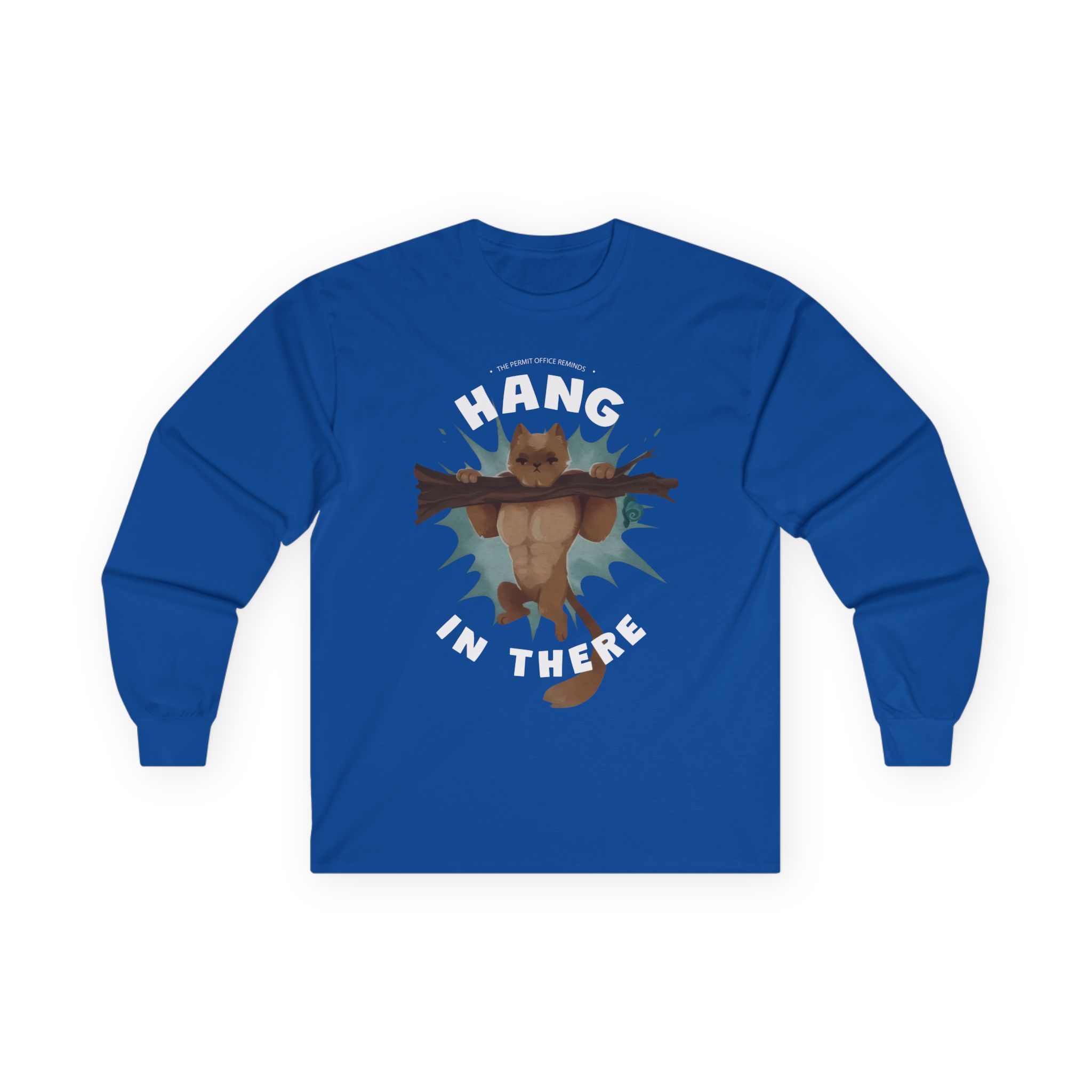 Grian Hang in There Permit Office Cat Unisex Ultra Cotton Long Sleeve Tee
