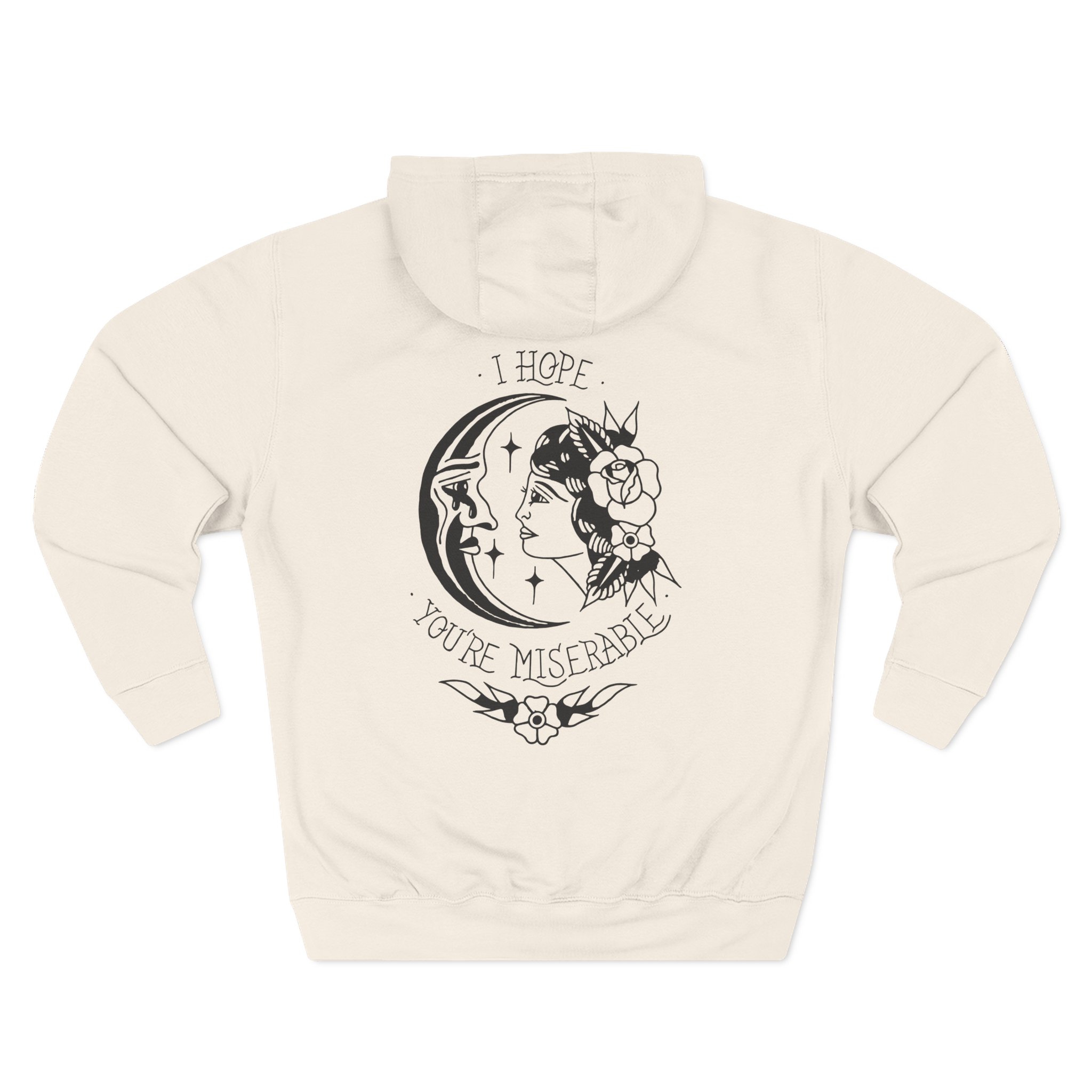 Moose Blood Traditional Tattoo Desig Three-Panel Fleece Hoodie