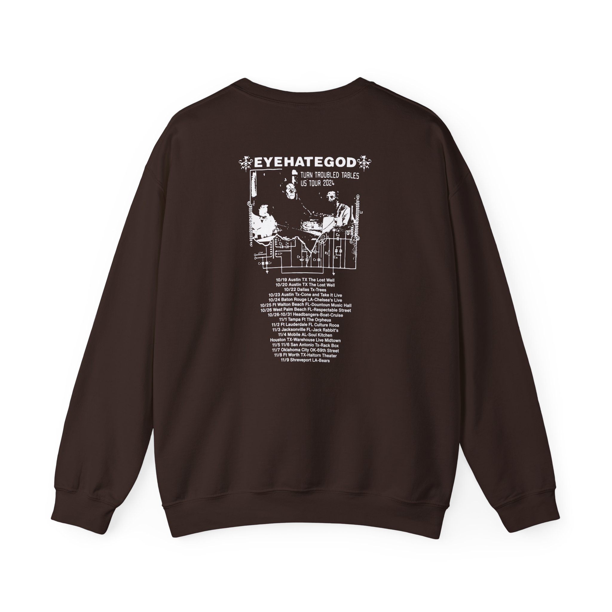Eyehategod Turn Troubled Tables Us Tour Unisex Heavy Blendâ„¢ Crewneck Sweatshirt