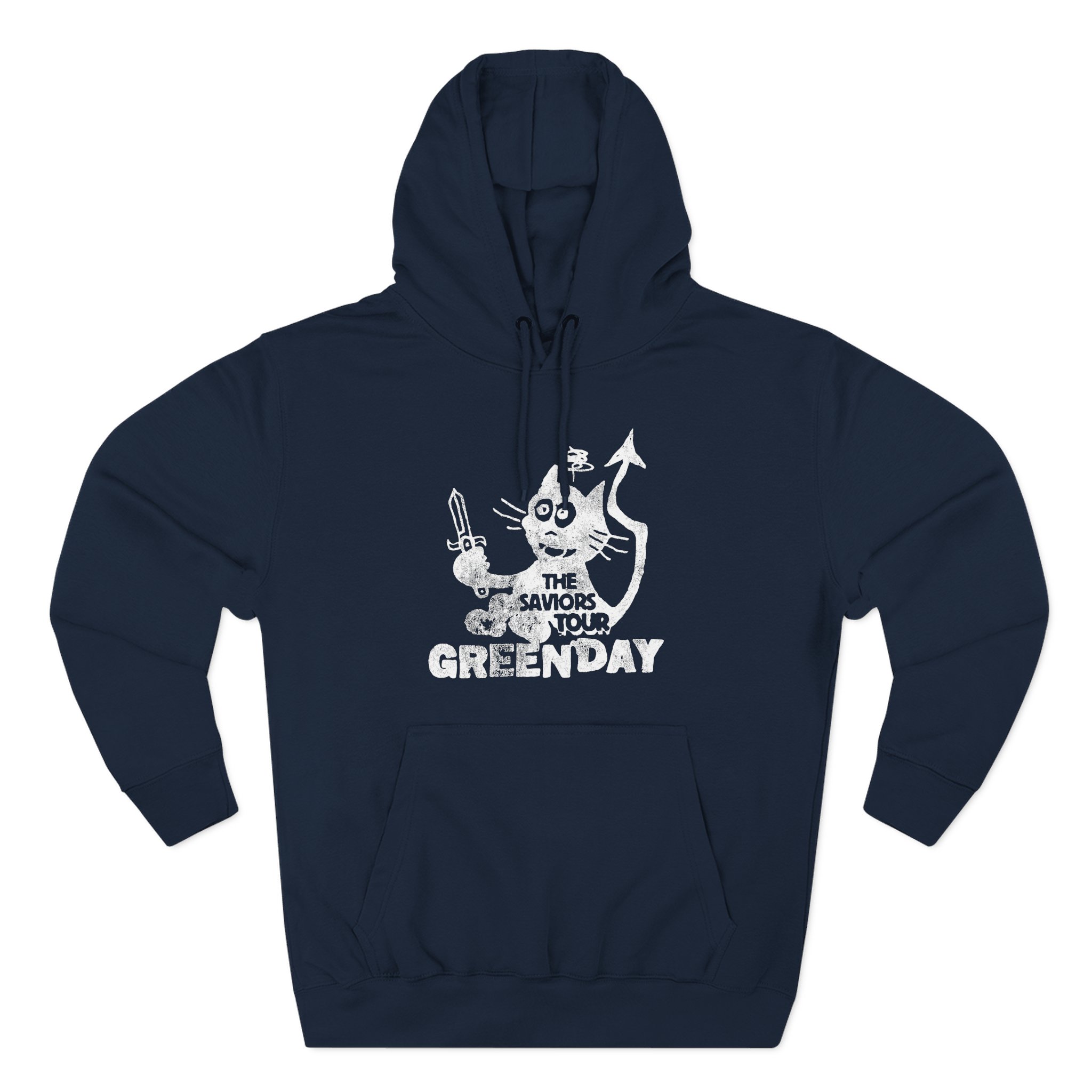 Green Day Cat and Sword Three-Panel Fleece Hoodie