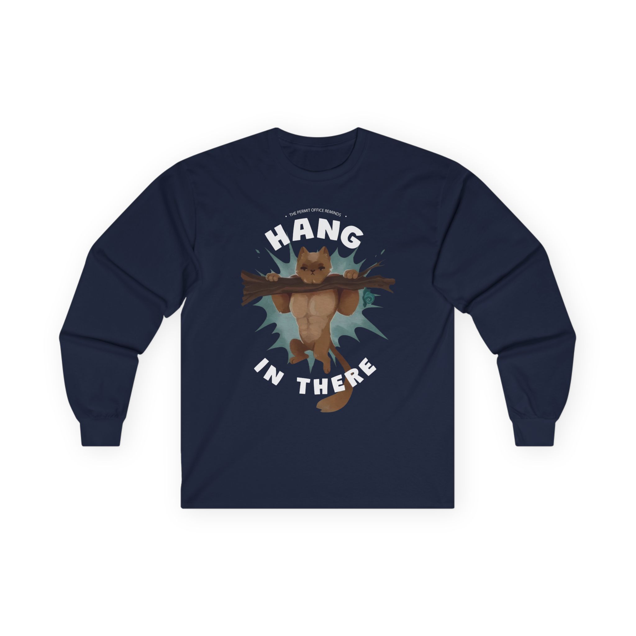 Grian Hang in There Permit Office Cat Unisex Ultra Cotton Long Sleeve Tee
