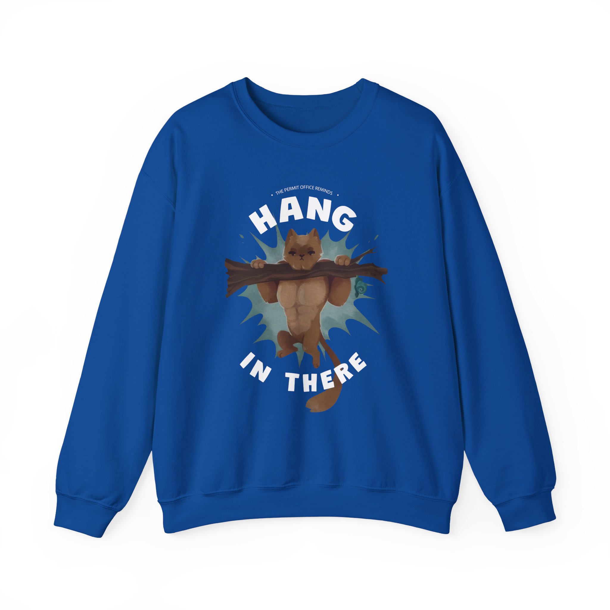 Grian Hang in There Permit Office Cat Unisex Heavy Blendâ„¢ Crewneck Sweatshirt