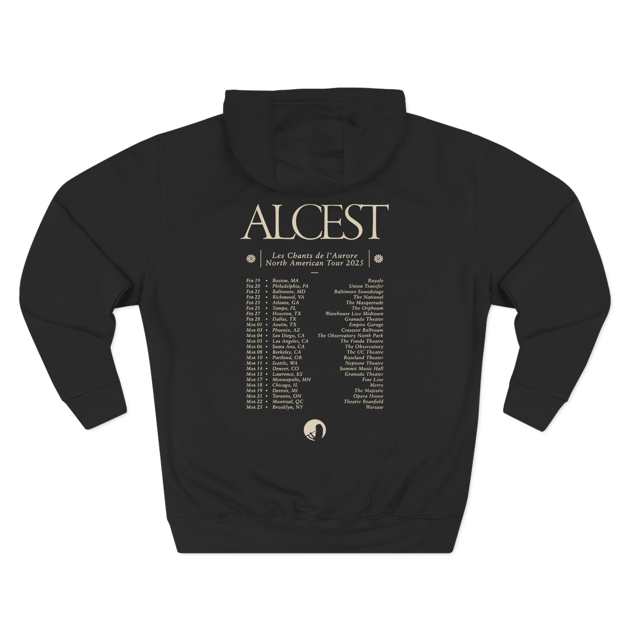Alcest Les Chants De L'aurore North American Tour 2025 Three-Panel Fleece Hoodie