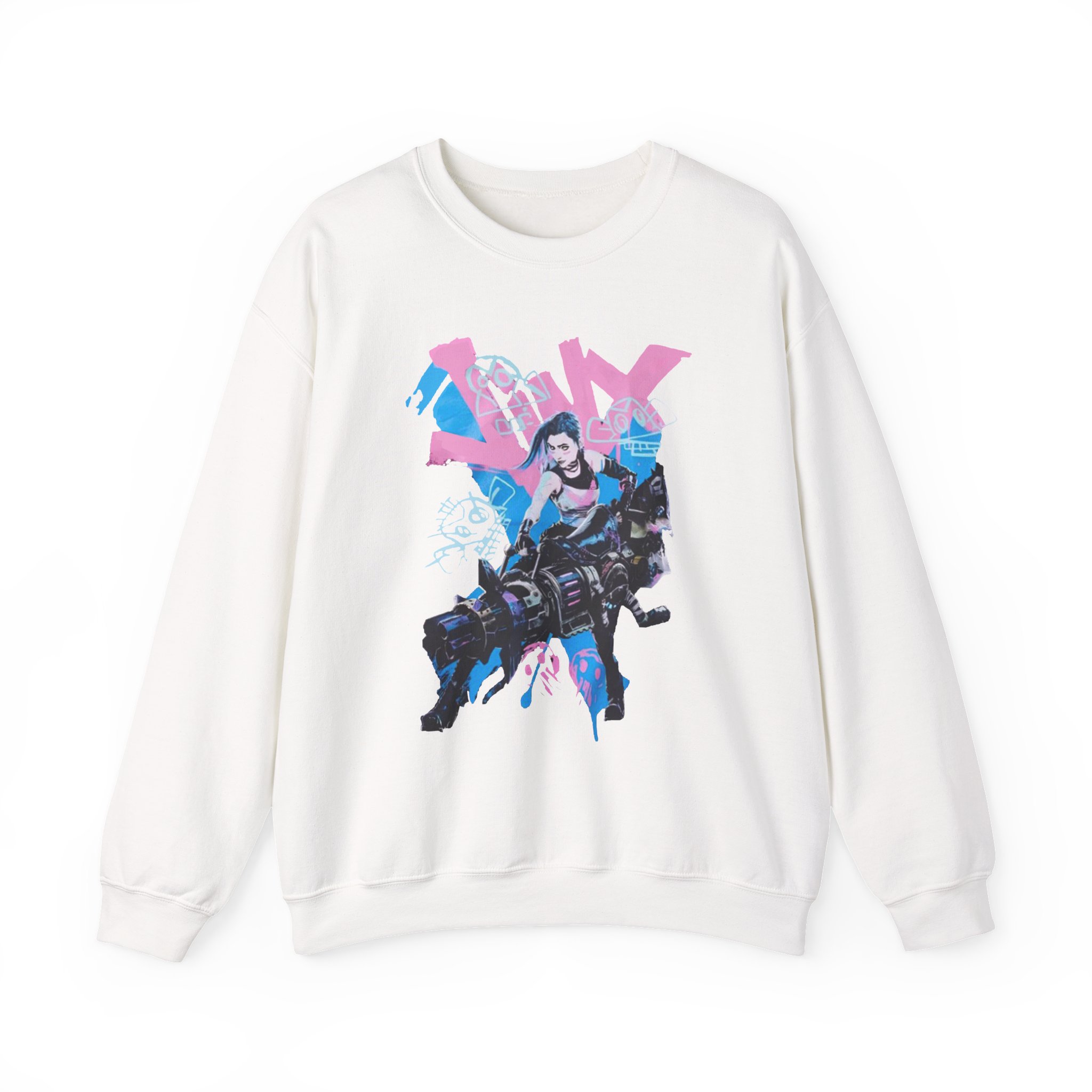 Jinx Arcane Graffiti Jumbo Unisex Heavy Blendâ„¢ Crewneck Sweatshirt