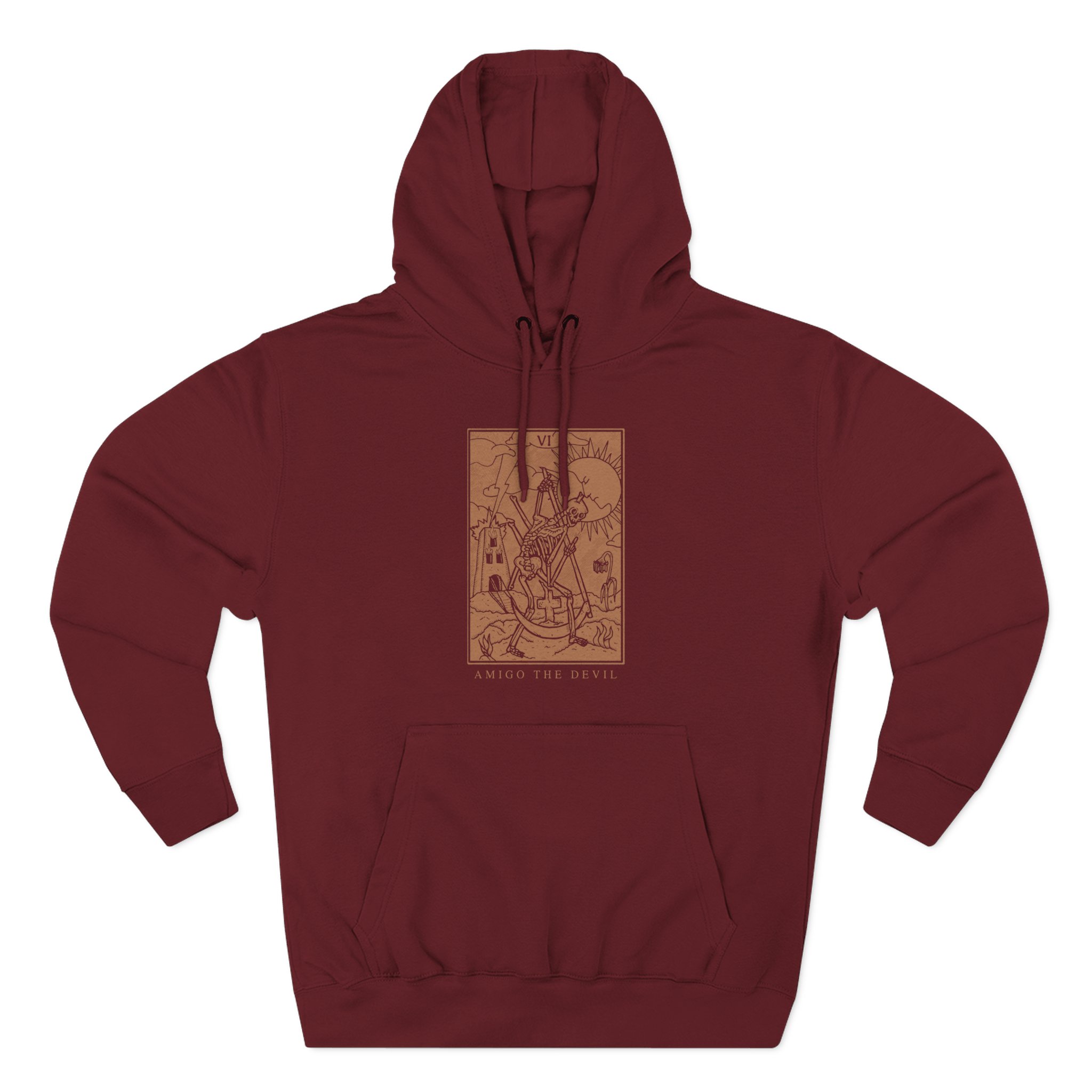 Amigo the Devil Tarot Card Three-Panel Fleece Hoodie