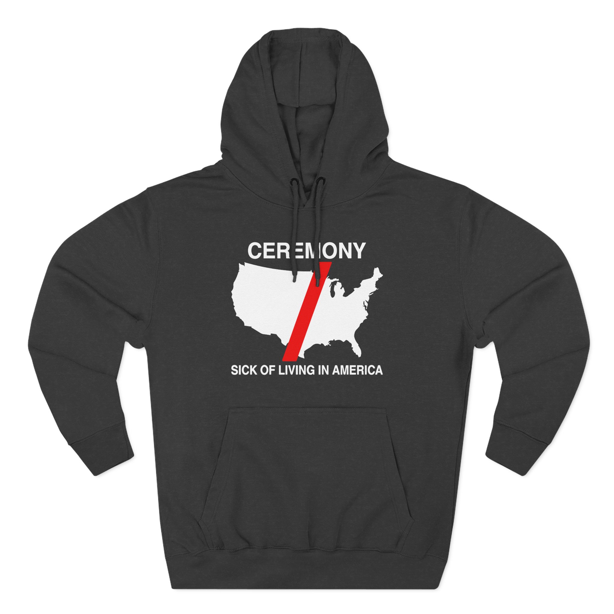 Ceremony Sick of Living in America Map Three-Panel Fleece Hoodie