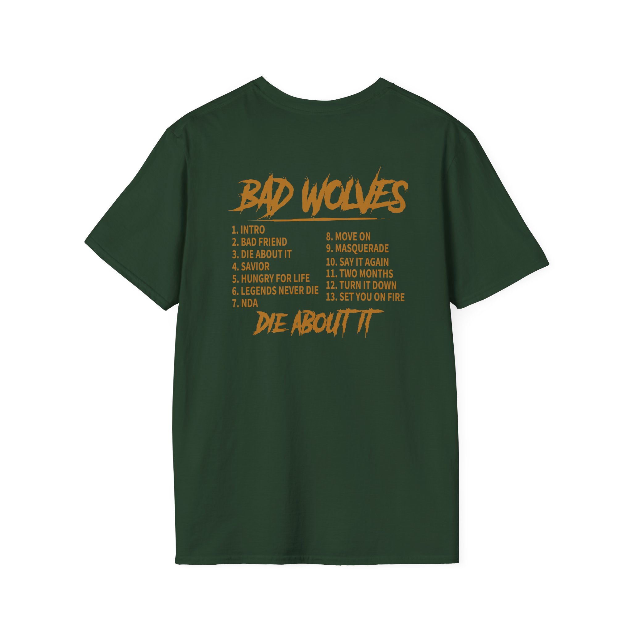 Bad Wolves Die About It Tracklist Unisex Softstyle T-Shirt