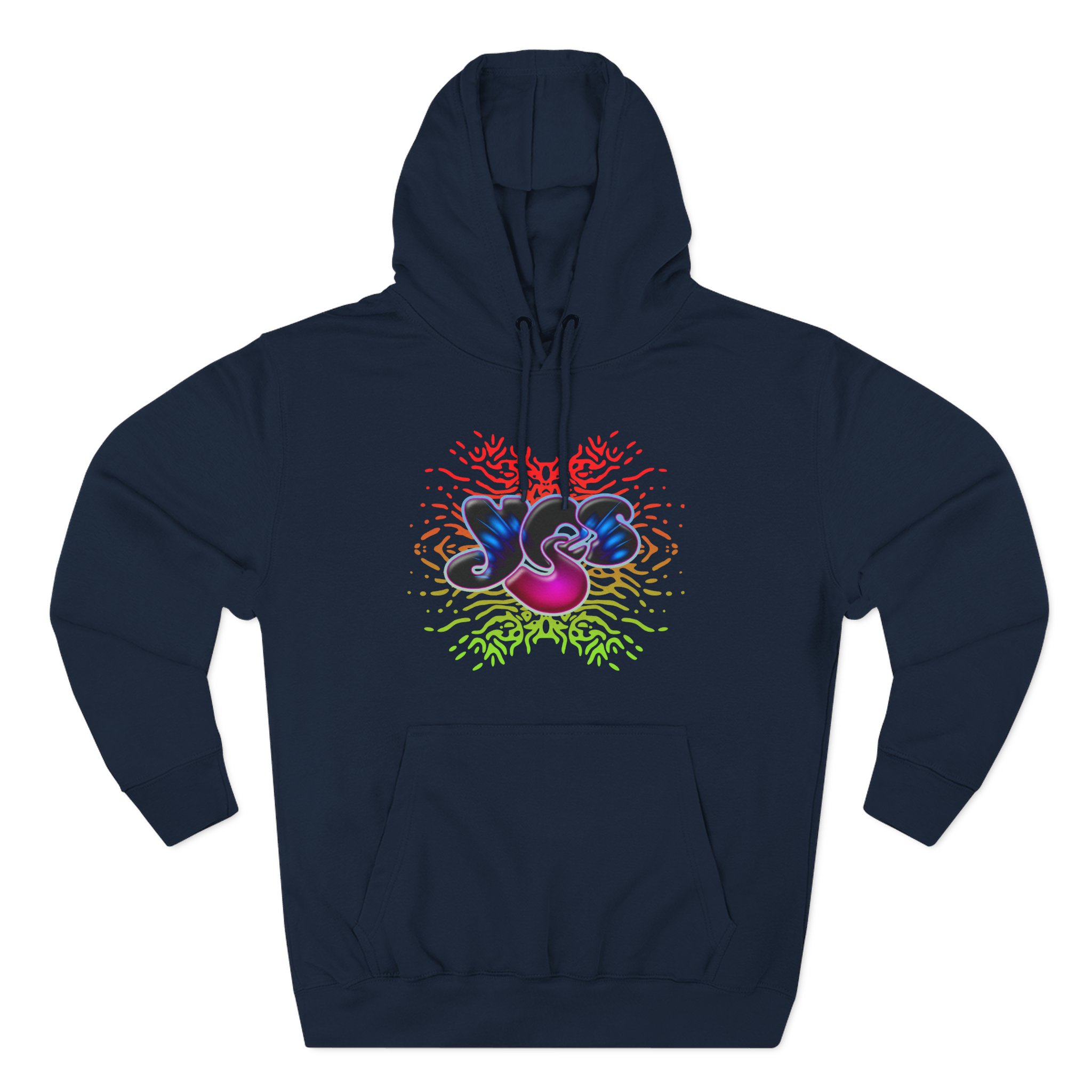 Yes Rainbow Abstract Logo Three-Panel Fleece Hoodie