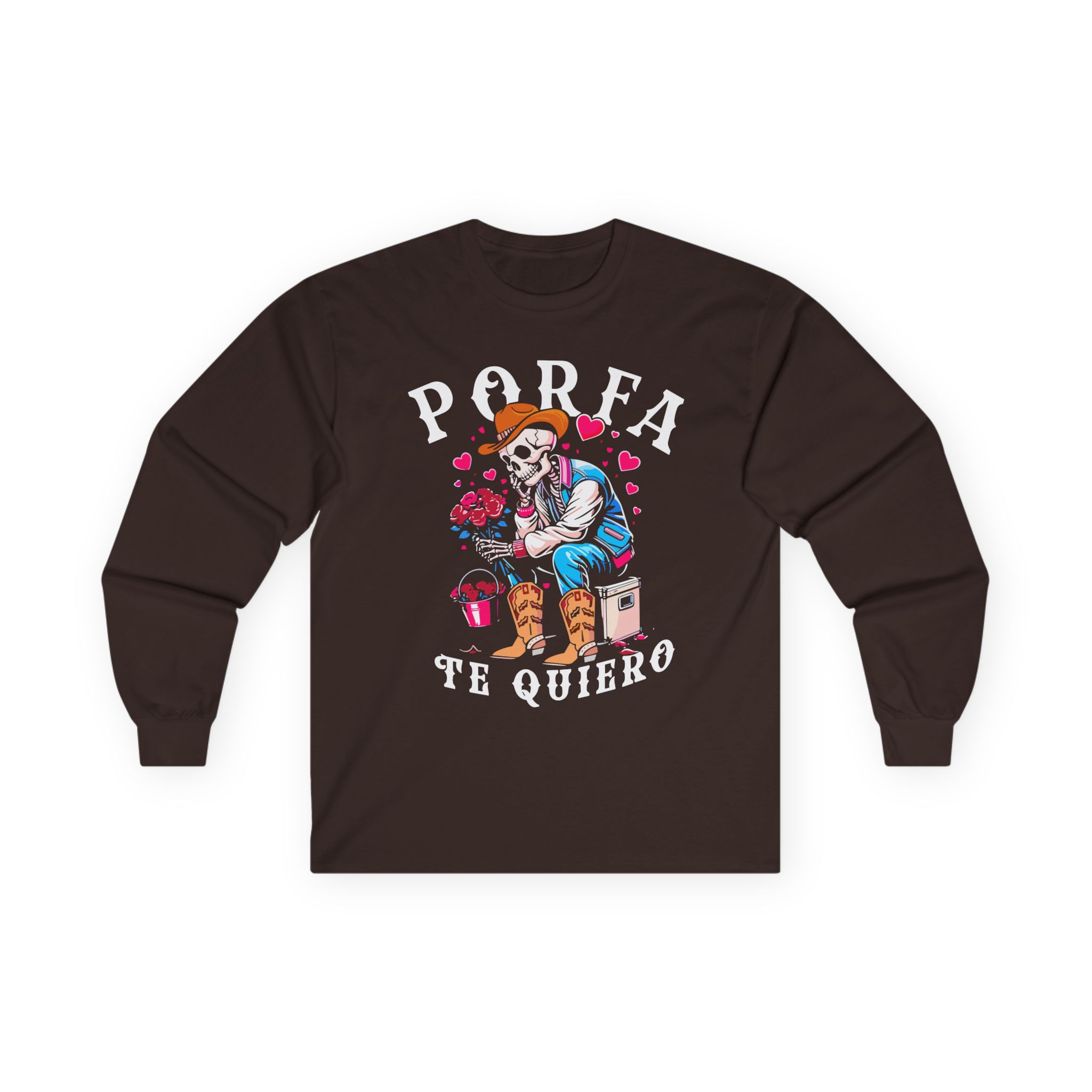 Porfa Skeleton Favor Te Quiero Unisex Ultra Cotton Long Sleeve Tee