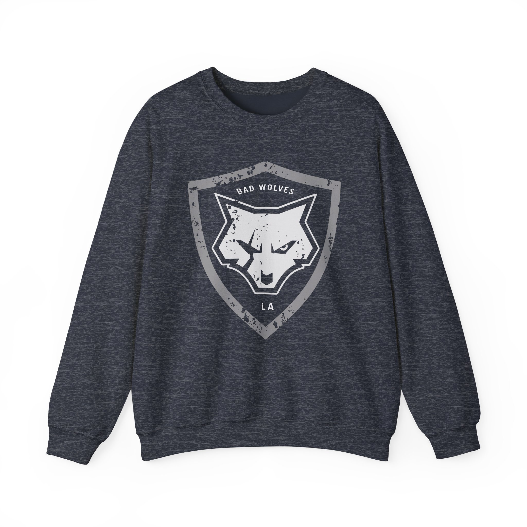 Bad Wolves Distressed Shield Unisex Heavy Blendâ„¢ Crewneck Sweatshirt