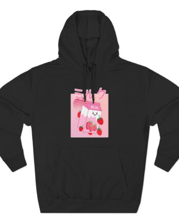 Georgenotfound Anime Strawberry Milk Shake Three-Panel Fleece Hoodie