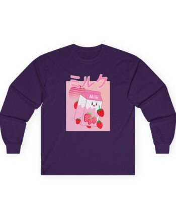 Georgenotfound Anime Strawberry Milk Shake Unisex Ultra Cotton Long Sleeve Tee