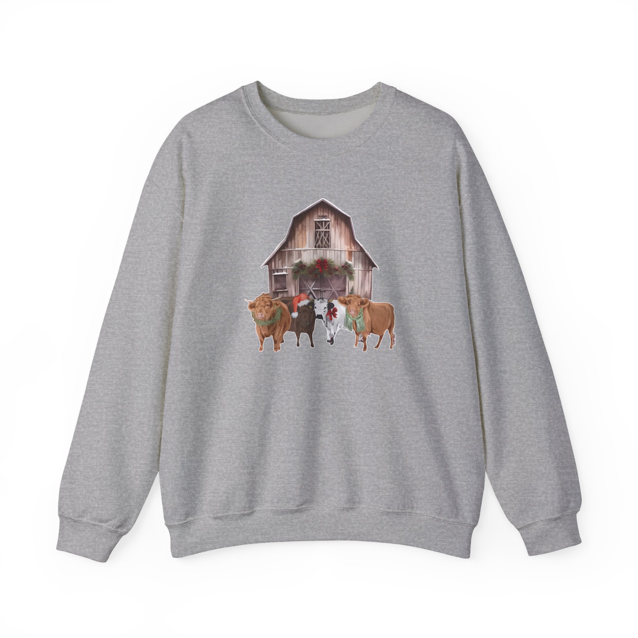 Katie Van Slyke Christmas Cows Unisex Heavy Blendâ„¢ Crewneck Sweatshirt