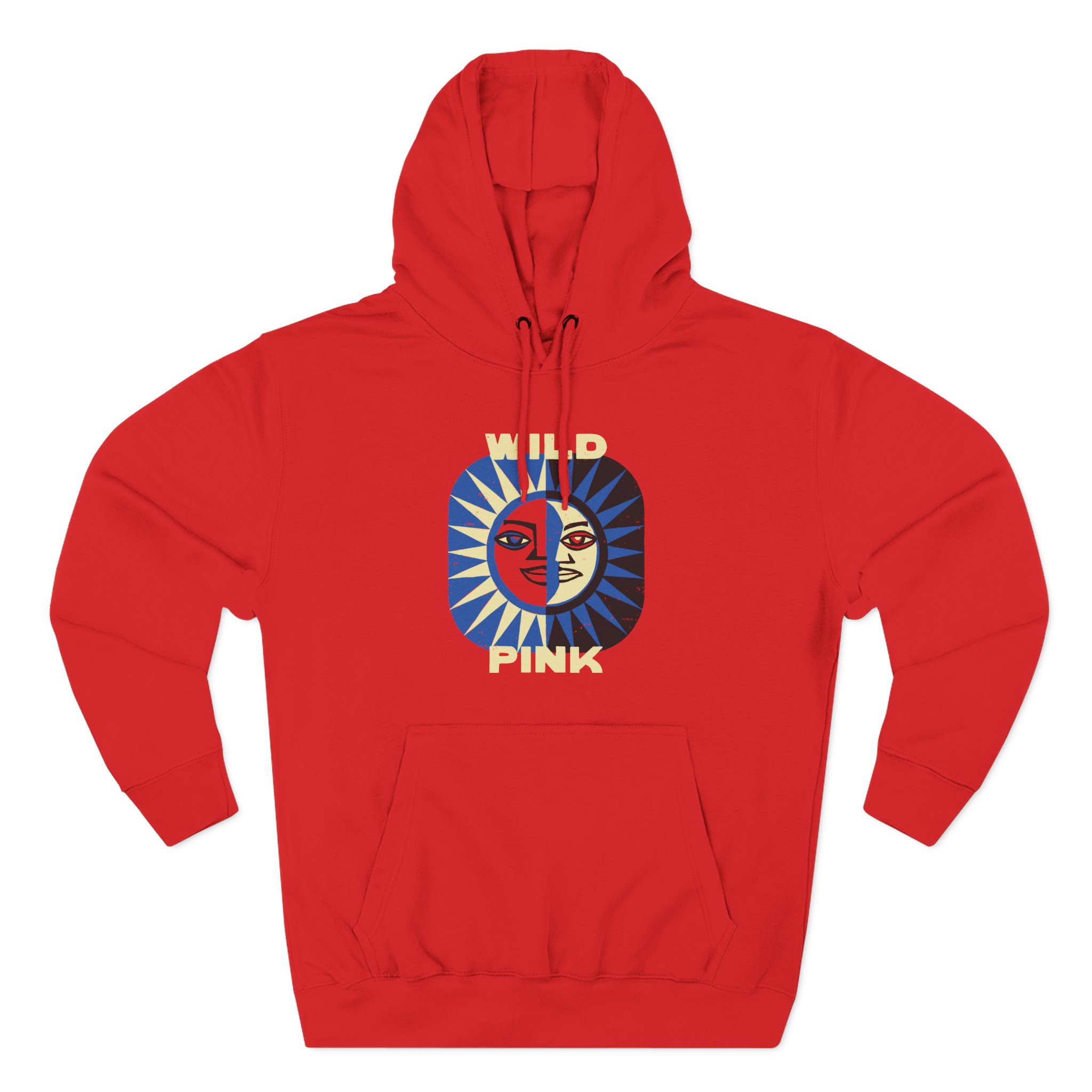 Wild Pink Sun Moon Three-Panel Fleece Hoodie