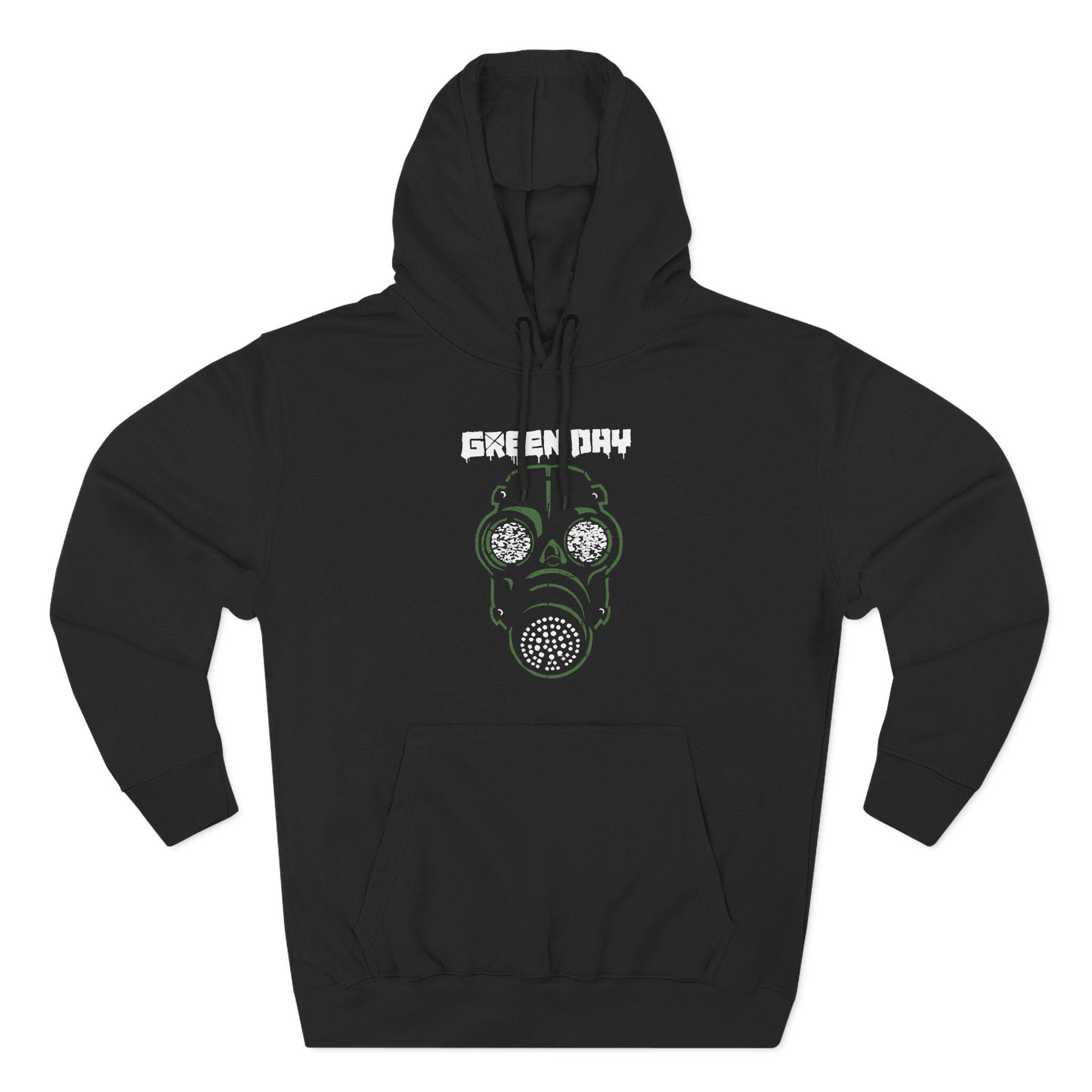 Green Day Gas Mask Long Three-Panel Fleece Hoodie