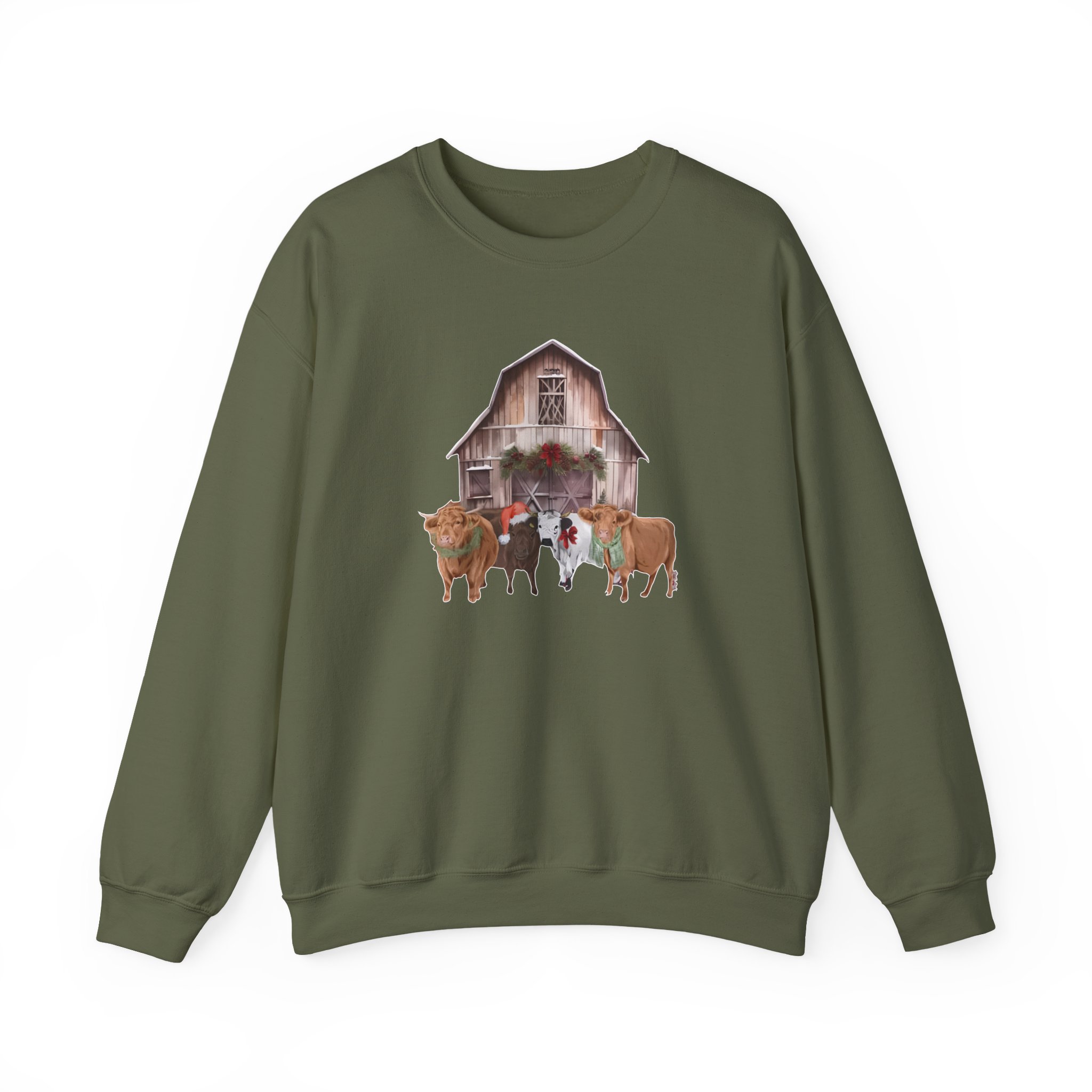 Katie Van Slyke Christmas Cows Unisex Heavy Blendâ„¢ Crewneck Sweatshirt