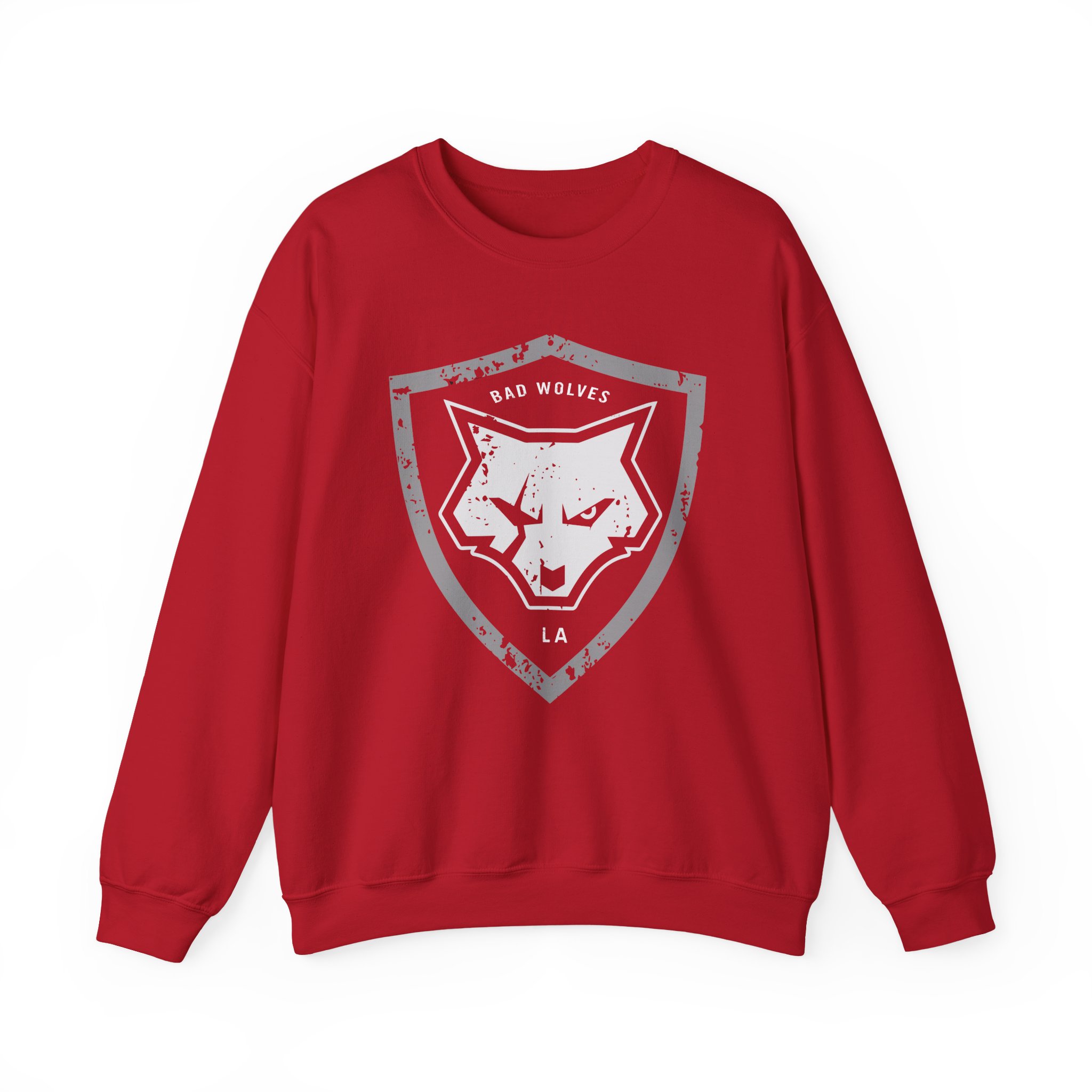 Bad Wolves Distressed Shield Unisex Heavy Blendâ„¢ Crewneck Sweatshirt